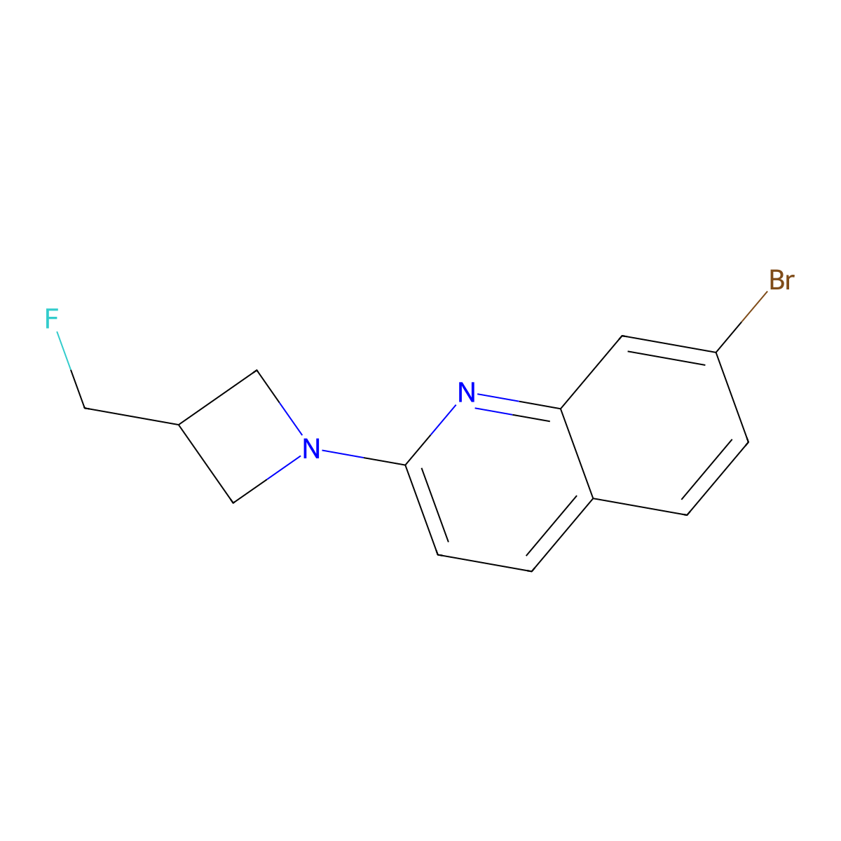 7-Bromo-2-[3-(fluoromethyl)azetidin-1-yl]quinoline molecular structure, CAS 3054606-20-8