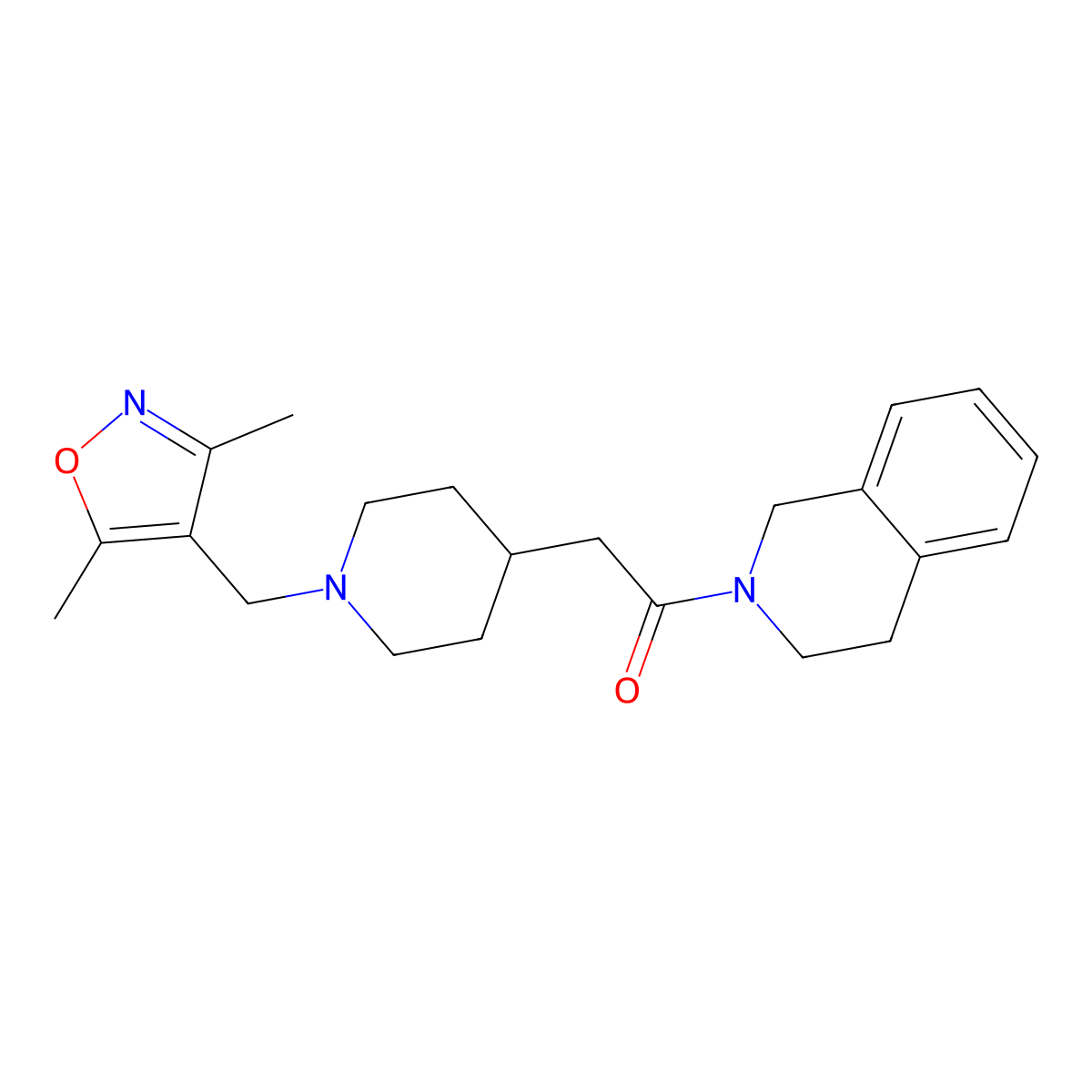 2-{1-[(3,5-Dimethyl-1,2-oxazol-4-yl)methyl]piperidin-4-yl}-1-(1,2,3,4-tetrahydroisoquinolin-2-yl)ethan-1-one molecular structure, CAS 3054606-23-1