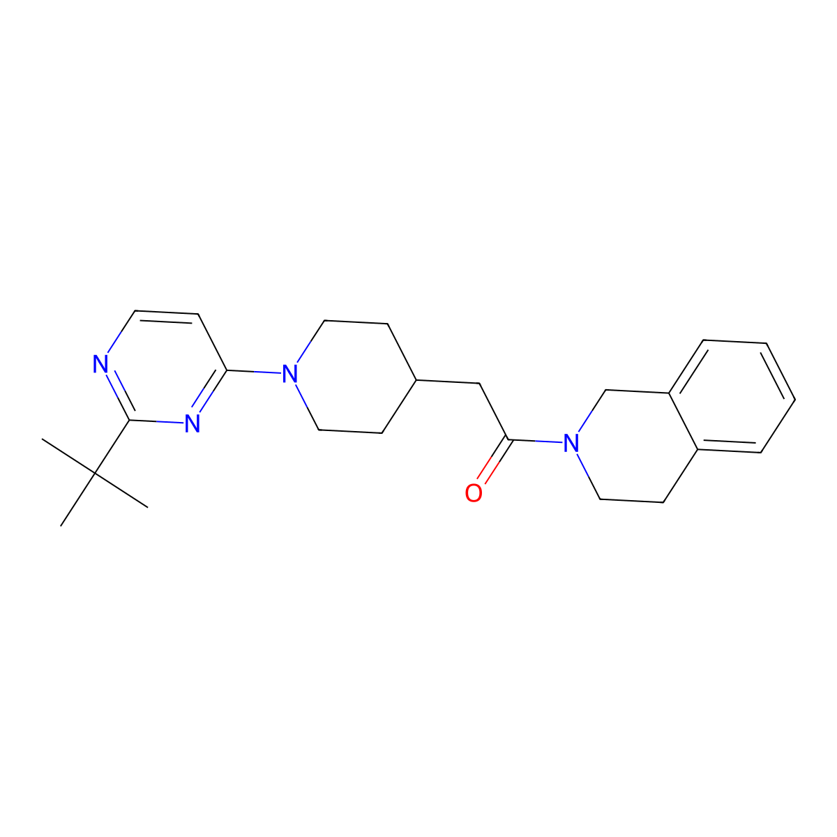 2-[1-(2-Tert-butylpyrimidin-4-yl)piperidin-4-yl]-1-(1,2,3,4-tetrahydroisoquinolin-2-yl)ethan-1-one molecular structure, CAS 3054606-24-2