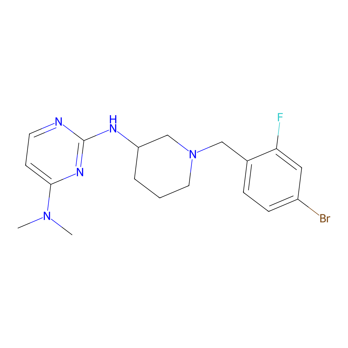 N2-{1-[(4-bromo-2-fluorophenyl)methyl]piperidin-3-yl}-N4,N4-dimethylpyrimidine-2,4-diamine molecular structure, CAS 3054606-25-3