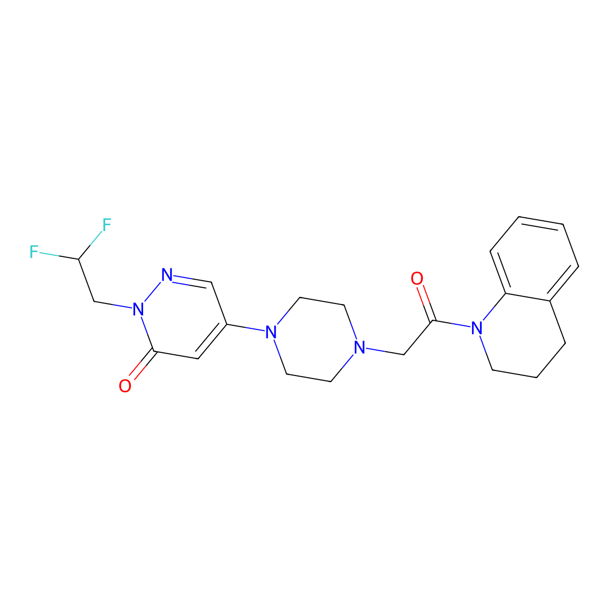 2-(2,2-Difluoroethyl)-5-{4-[2-oxo-2-(1,2,3,4-tetrahydroquinolin-1-yl)ethyl]piperazin-1-yl}-2,3-dihydropyridazin-3-one molecular structure, CAS 3054606-27-5