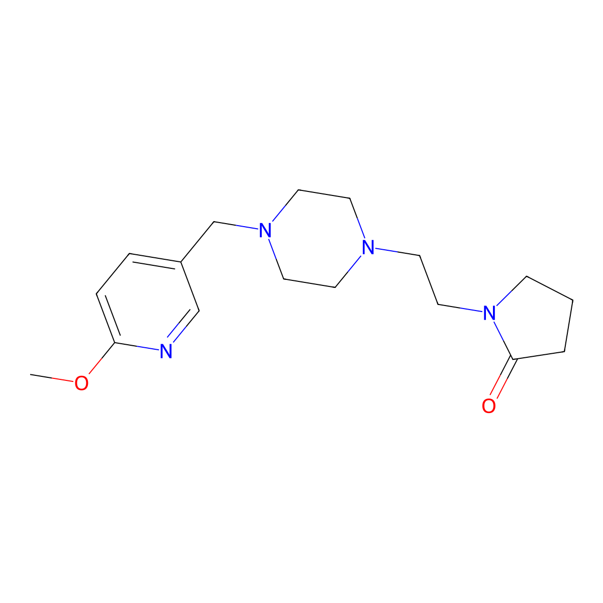 1-(2-{4-[(6-Methoxypyridin-3-yl)methyl]piperazin-1-yl}ethyl)pyrrolidin-2-one molecular structure, CAS 3054606-33-3