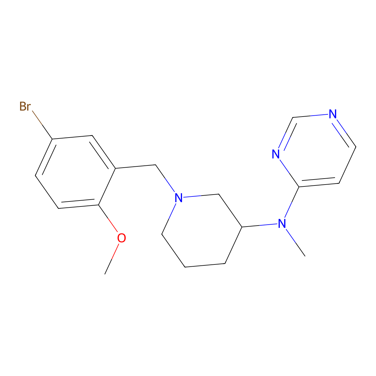 N-{1-[(5-bromo-2-methoxyphenyl)methyl]piperidin-3-yl}-N-methylpyrimidin-4-amine molecular structure, CAS 3054606-34-4
