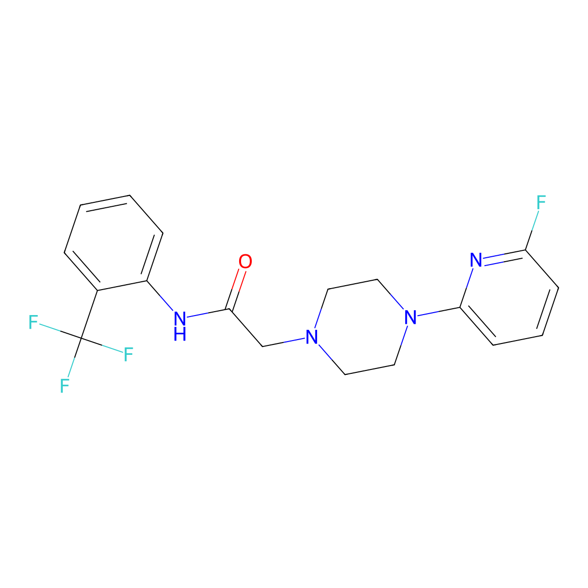 1-(5-Tert-butyl-1,3,4-thiadiazol-2-yl)-4-(6-fluoropyridin-2-yl)piperazine molecular structure, CAS 3054606-35-5