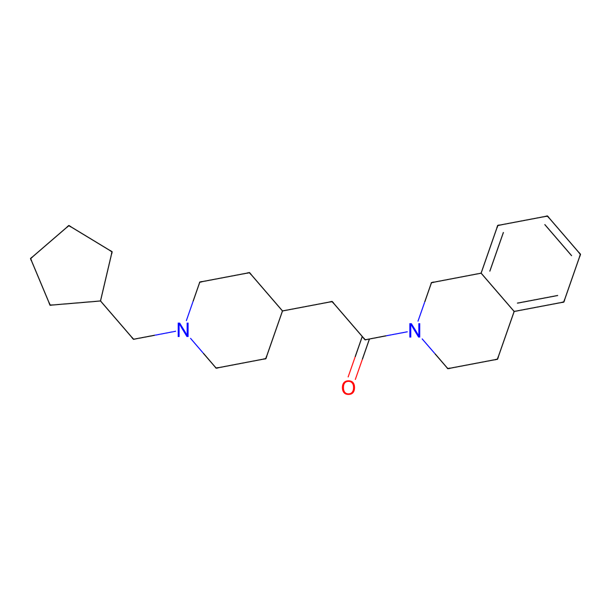2-[1-(Cyclopentylmethyl)piperidin-4-yl]-1-(1,2,3,4-tetrahydroisoquinolin-2-yl)ethan-1-one molecular structure, CAS 3054606-37-7