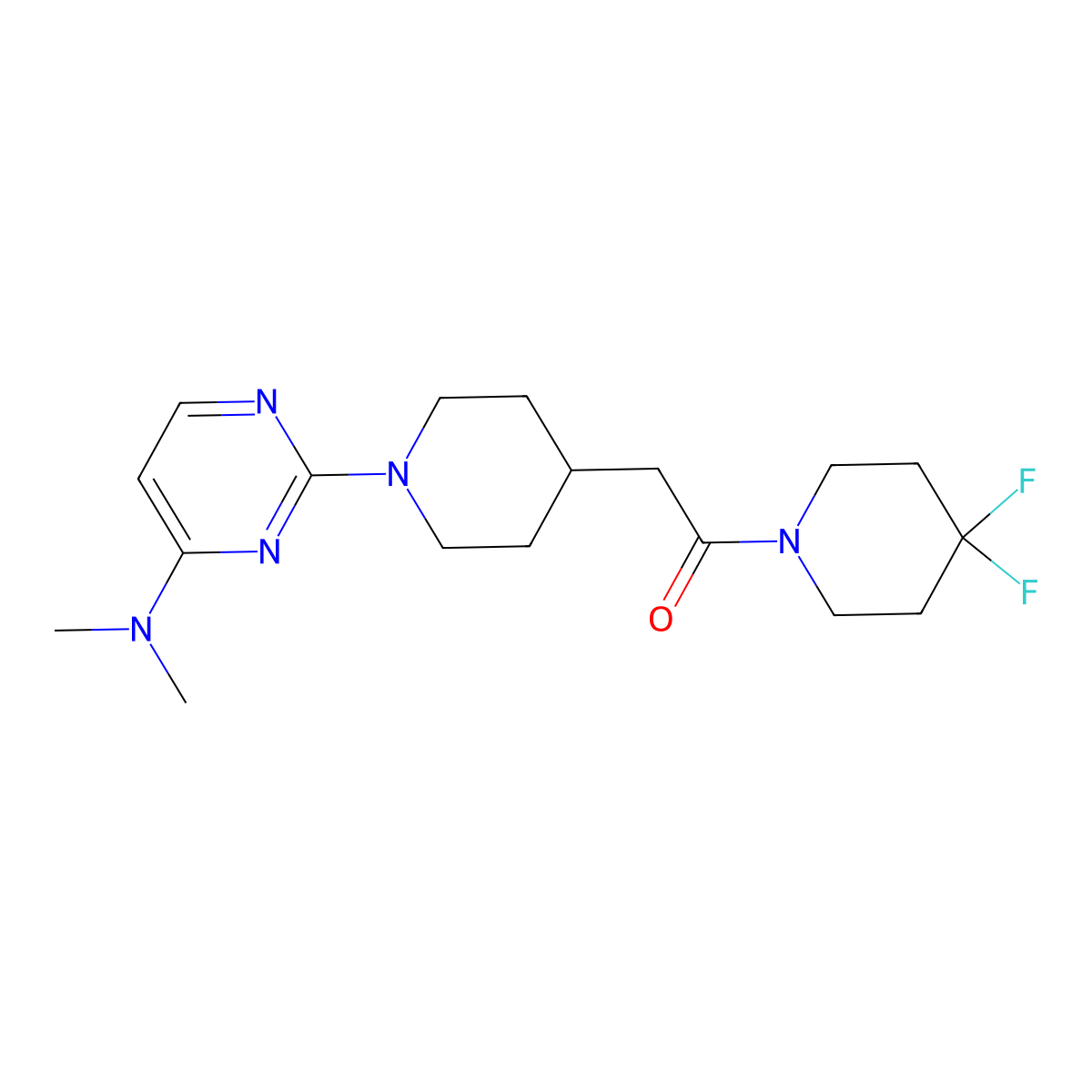1-(4,4-Difluoropiperidin-1-yl)-2-{1-[4-(dimethylamino)pyrimidin-2-yl]piperidin-4-yl}ethan-1-one molecular structure, CAS 3054606-38-8