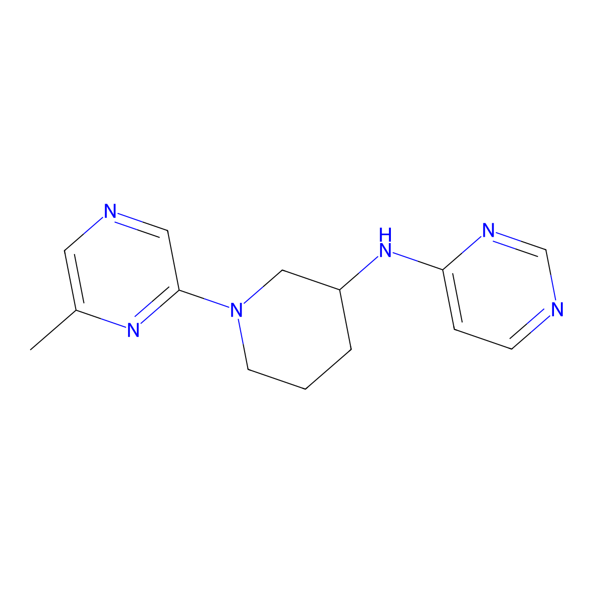 N-[1-(6-methylpyrazin-2-yl)piperidin-3-yl]pyrimidin-4-amine molecular structure, CAS 3054606-42-4