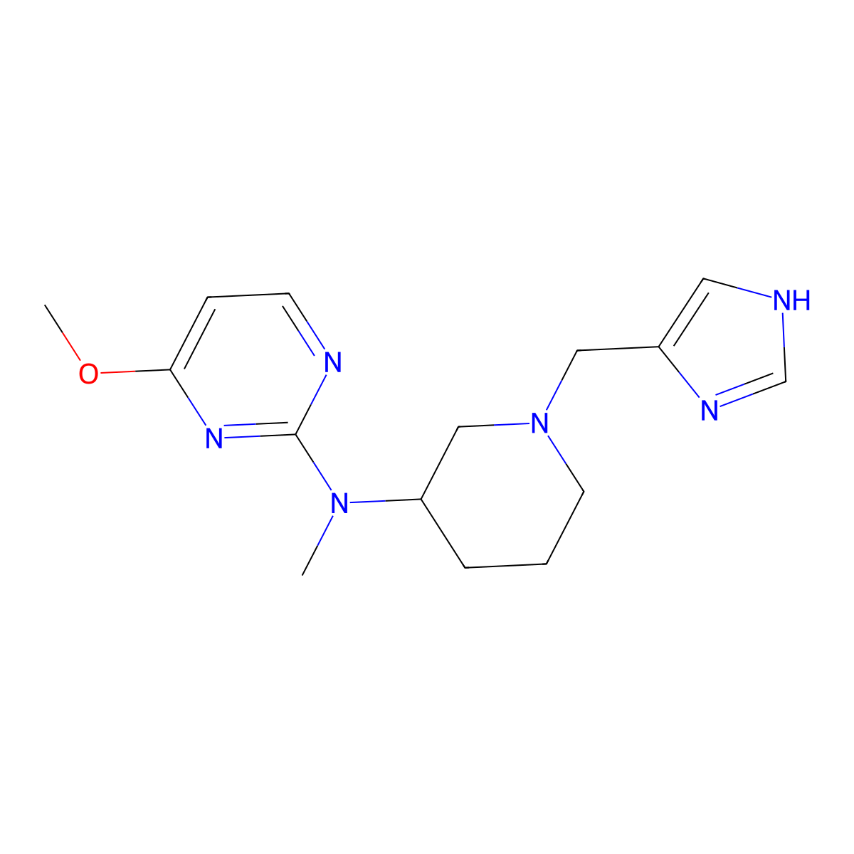 N-{1-[(1H-imidazol-4-yl)methyl]piperidin-3-yl}-4-methoxy-N-methylpyrimidin-2-amine molecular structure, CAS 3054606-44-6