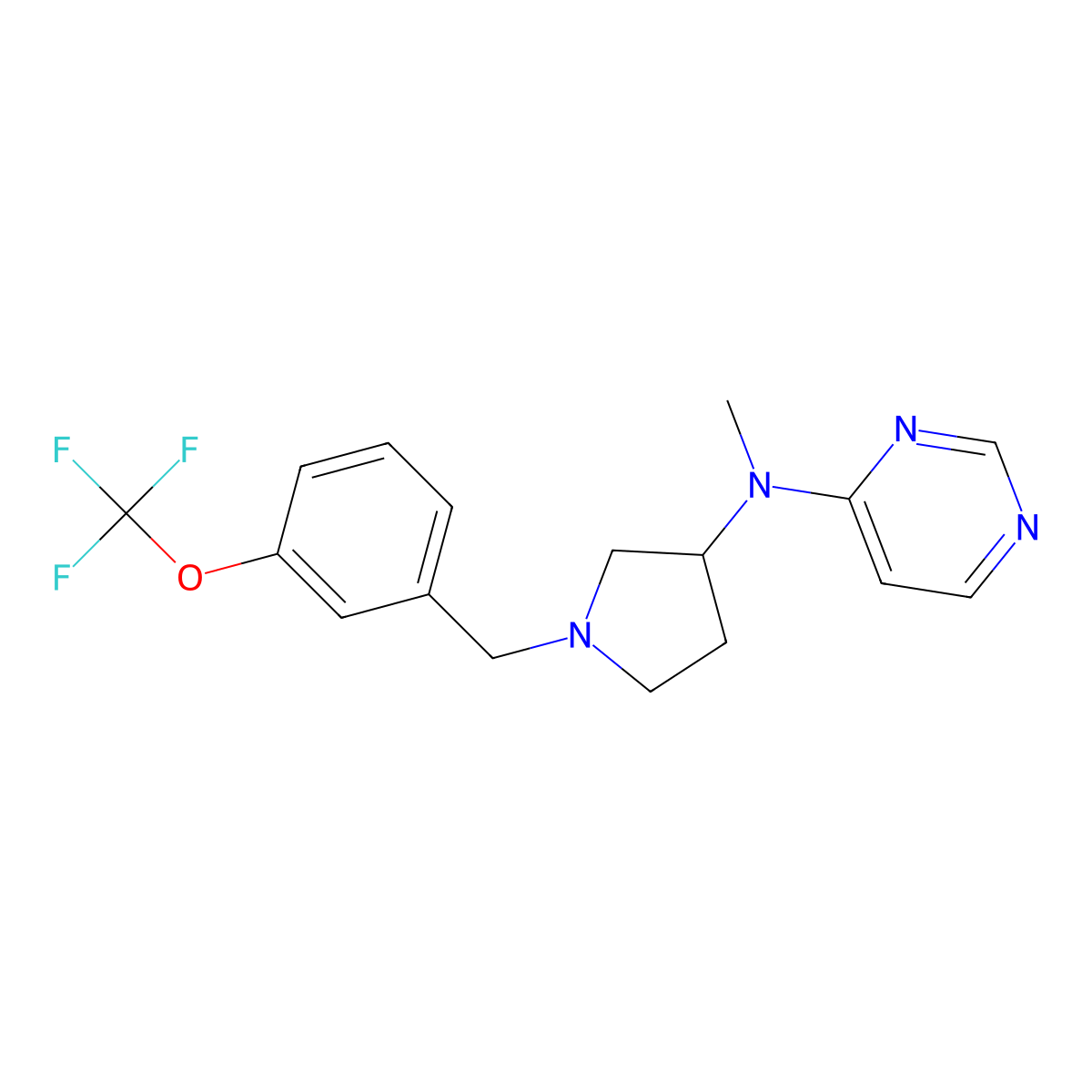 N-methyl-N-(1-{[3-(trifluoromethoxy)phenyl]methyl}pyrrolidin-3-yl)pyrimidin-4-amine molecular structure, CAS 3054606-46-8
