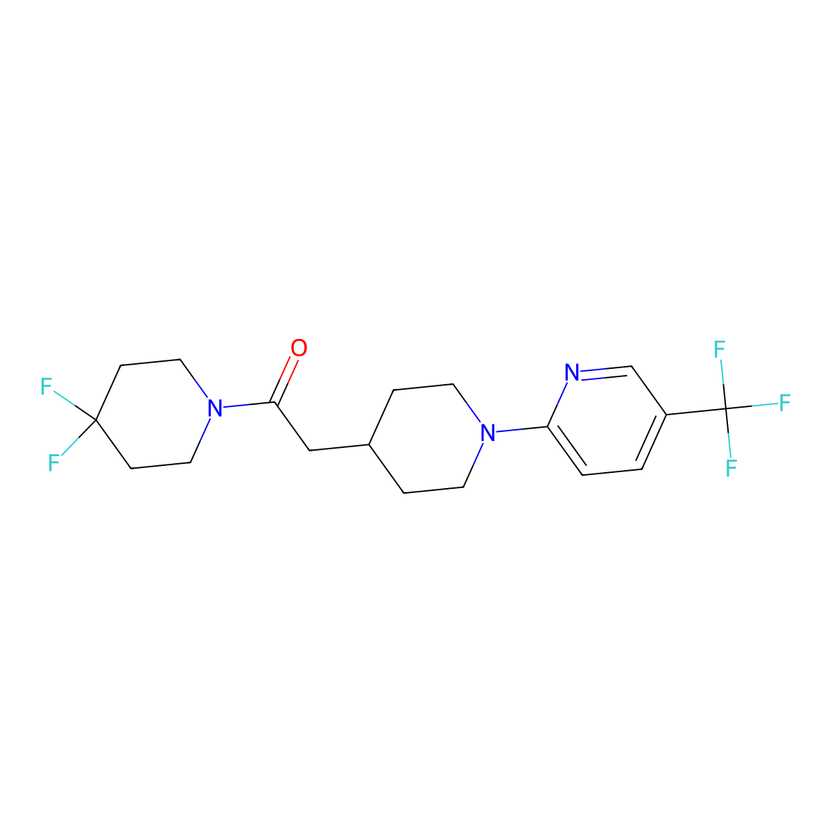 1-(4,4-Difluoropiperidin-1-yl)-2-{1-[5-(trifluoromethyl)pyridin-2-yl]piperidin-4-yl}ethan-1-one molecular structure, CAS 3054606-49-1