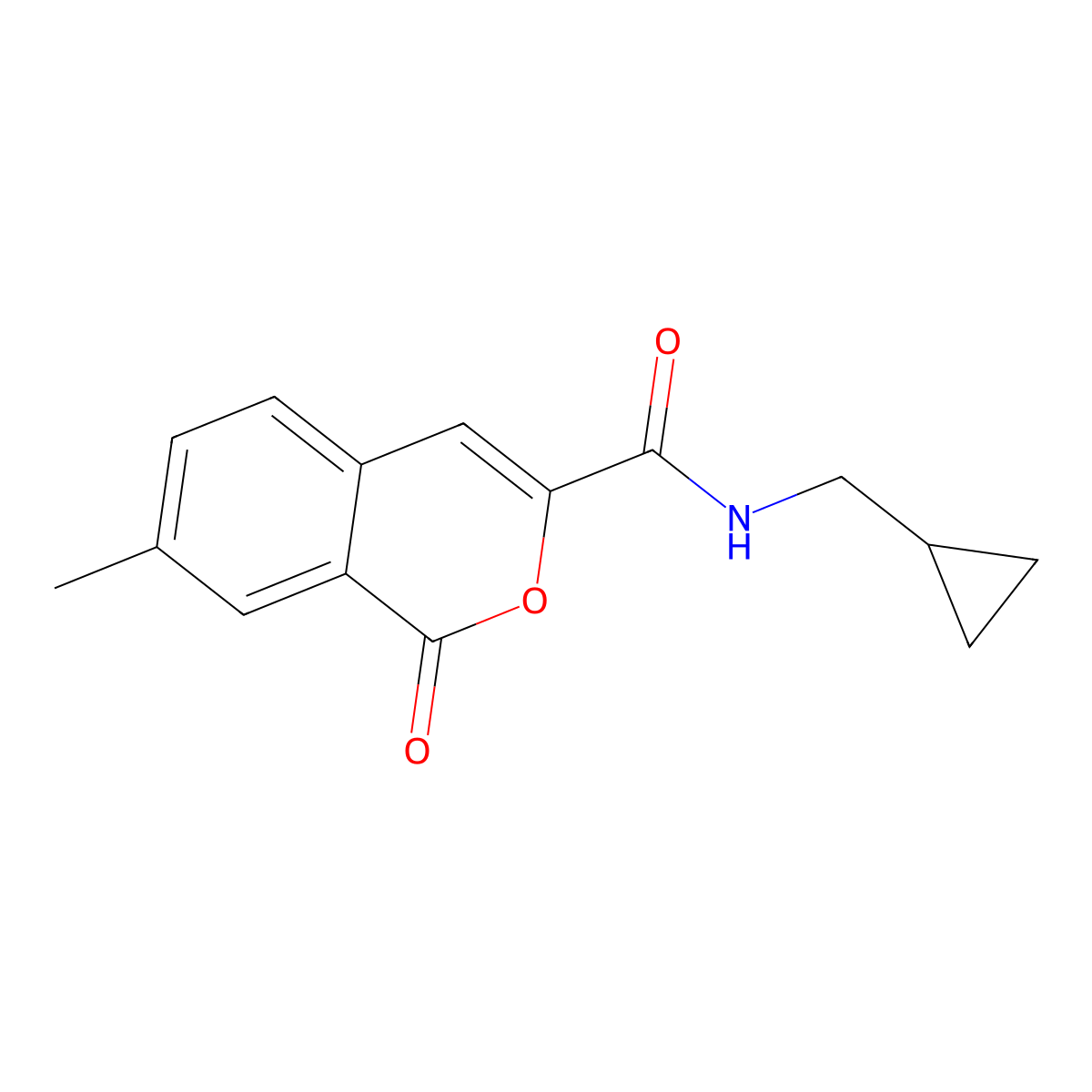 N-(cyclopropylmethyl)-7-methyl-1-oxo-1H-isochromene-3-carboxamide molecular structure, CAS 3054606-50-4