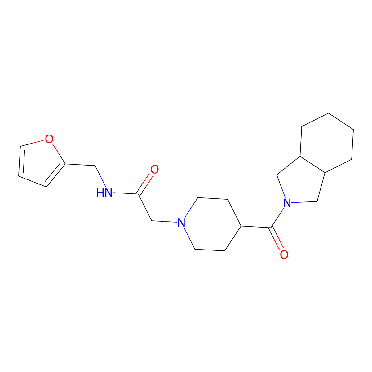 N-[(furan-2-yl)methyl]-2-[4-(octahydro-1H-isoindole-2-carbonyl)piperidin-1-yl]acetamide molecular structure, CAS 3054606-56-0