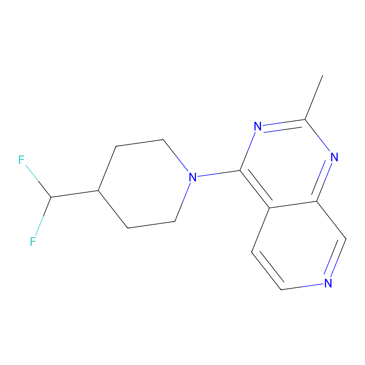 4-(Difluoromethyl)-1-{2-methylpyrido[3,4-d]pyrimidin-4-yl}piperidine molecular structure, CAS 3054606-59-3