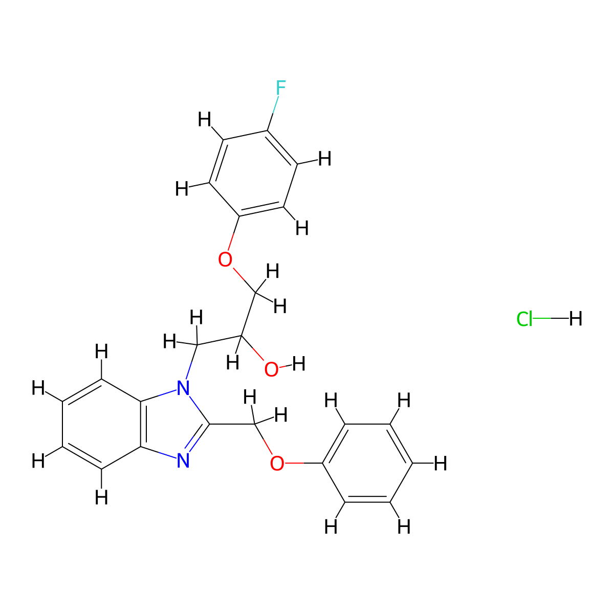 1-(4-fluorophenoxy)-3-[2-(phenoxymethyl)-1H-1,3-benzodiazol-1-yl]propan-2-ol hydrochloride molecular structure, CAS 3054606-67-3