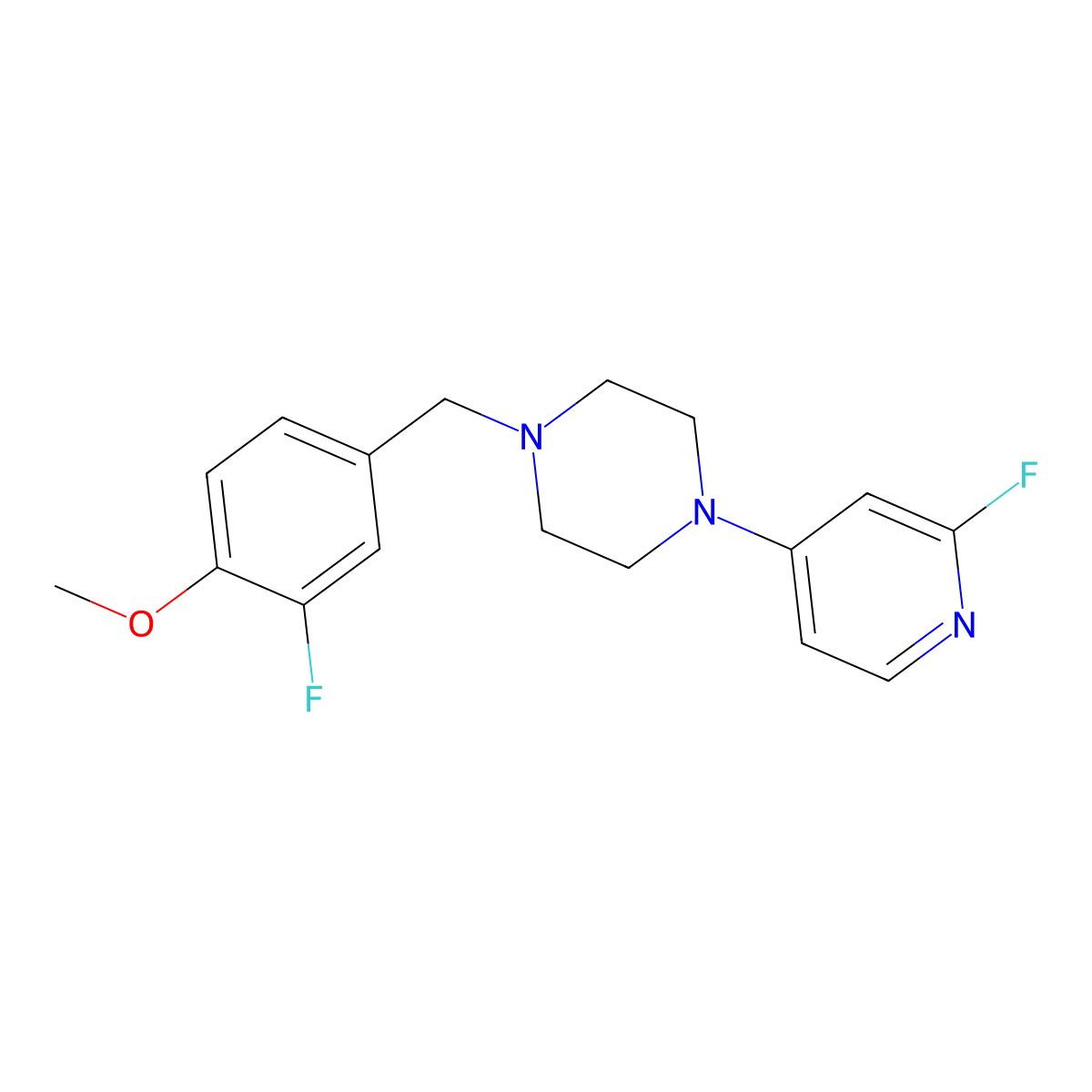 1-[(3-Fluoro-4-methoxyphenyl)methyl]-4-(2-fluoropyridin-4-yl)piperazine molecular structure, CAS 3054606-69-5