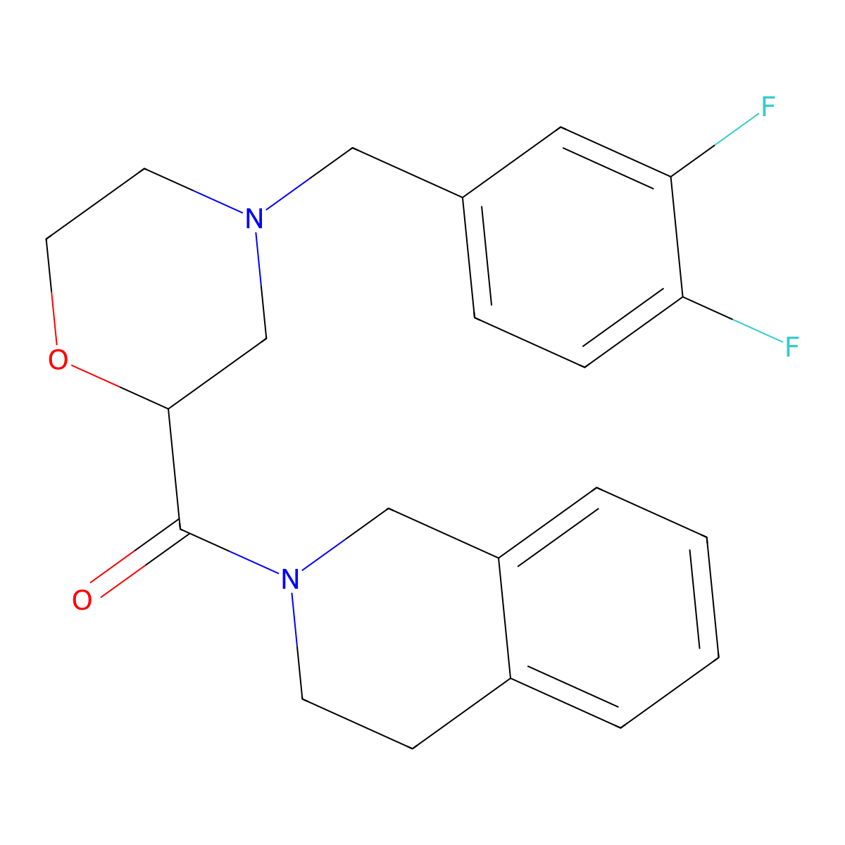 2-{4-[(3,4-Difluorophenyl)methyl]morpholine-2-carbonyl}-1,2,3,4-tetrahydroisoquinoline molecular structure, CAS 3054606-71-9
