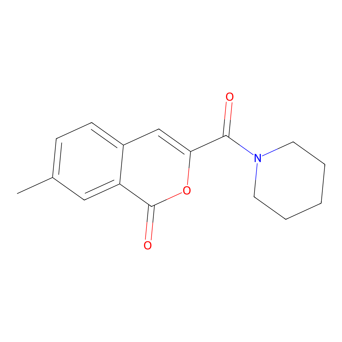 7-methyl-3-(piperidine-1-carbonyl)-1H-isochromen-1-one molecular structure, CAS 3054606-77-5