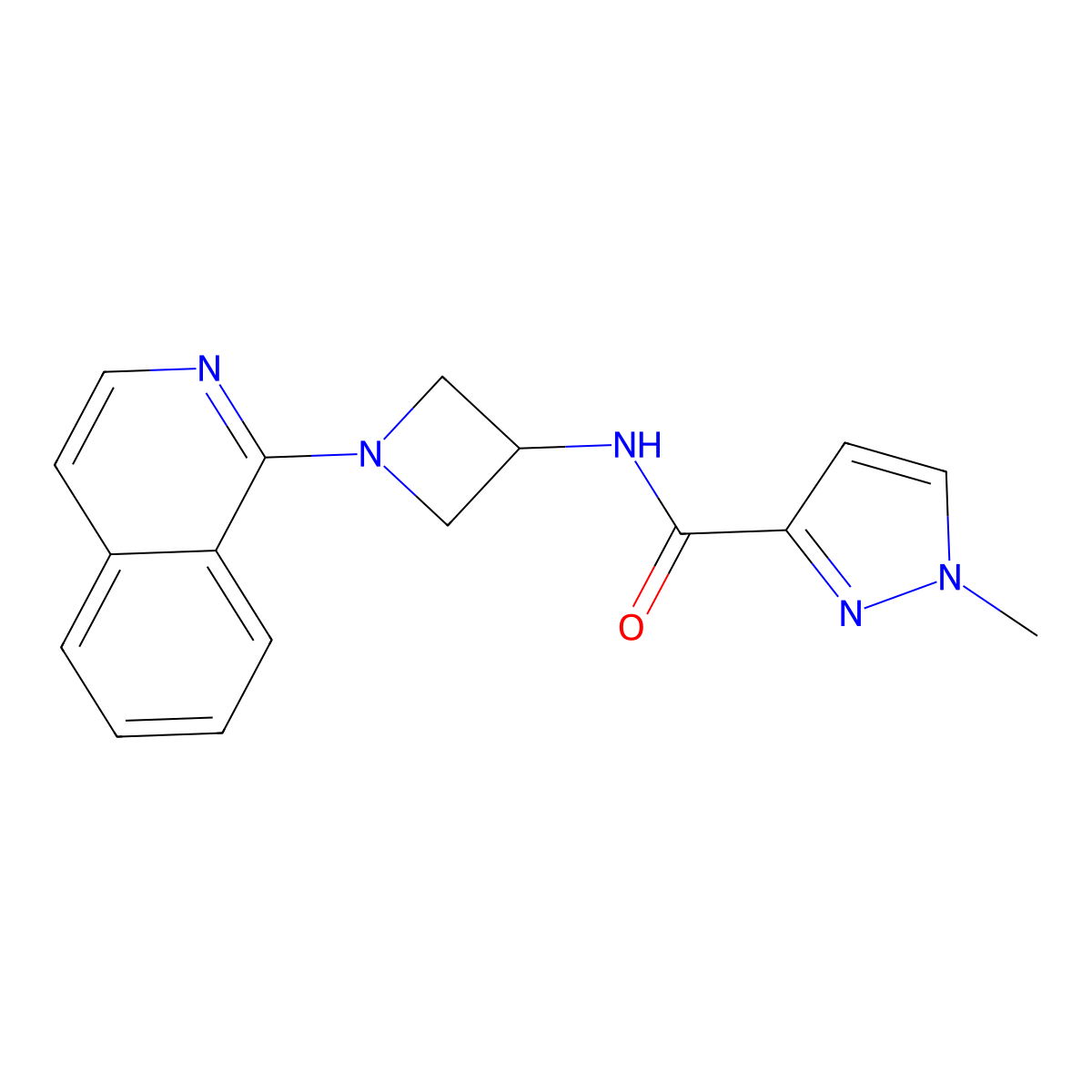 N-[1-(isoquinolin-1-yl)azetidin-3-yl]-1-methyl-1H-pyrazole-3-carboxamide molecular structure, CAS 3054606-78-6