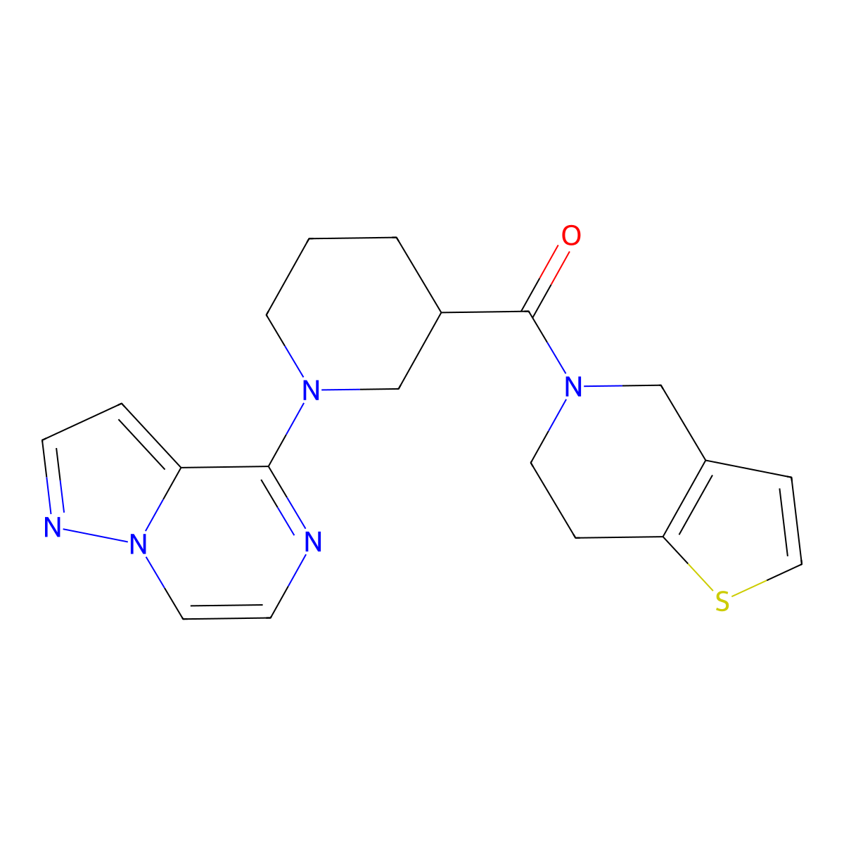 1-{pyrazolo[1,5-a]pyrazin-4-yl}-3-{4H,5H,6H,7H-thieno[3,2-c]pyridine-5-carbonyl}piperidine molecular structure, CAS 3054606-81-1
