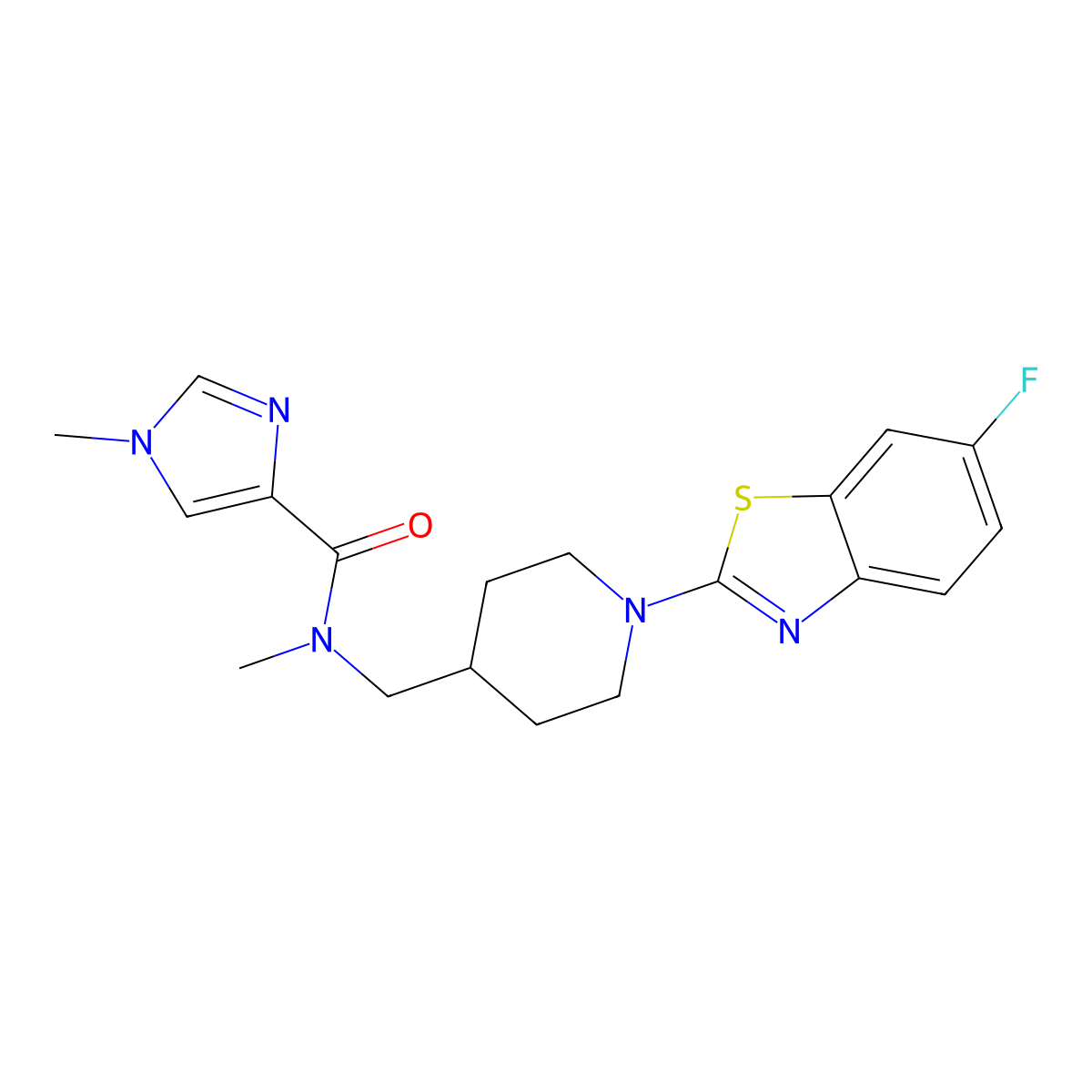 N-{[1-(6-fluoro-1,3-benzothiazol-2-yl)piperidin-4-yl]methyl}-N,1-dimethyl-1H-imidazole-4-carboxamide molecular structure, CAS 3054606-91-3
