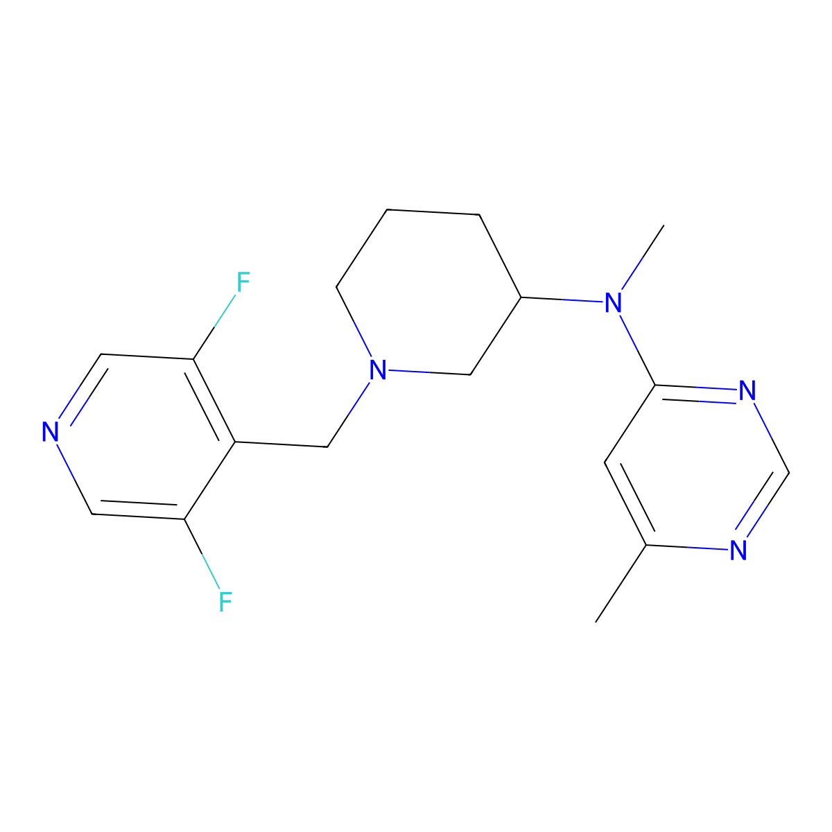 N-{1-[(3,5-difluoropyridin-4-yl)methyl]piperidin-3-yl}-N,6-dimethylpyrimidin-4-amine molecular structure, CAS 3054607-03-0