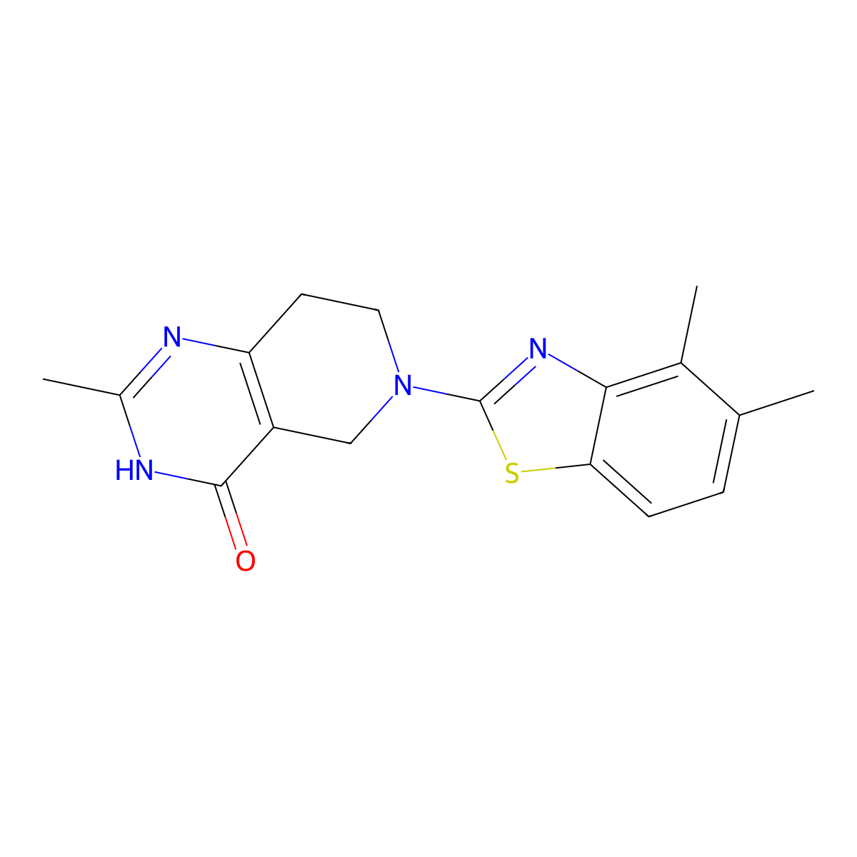 6-(4,5-dimethyl-1,3-benzothiazol-2-yl)-2-methyl-3H,4H,5H,6H,7H,8H-pyrido[4,3-d]pyrimidin-4-one molecular structure, CAS 3054607-06-3