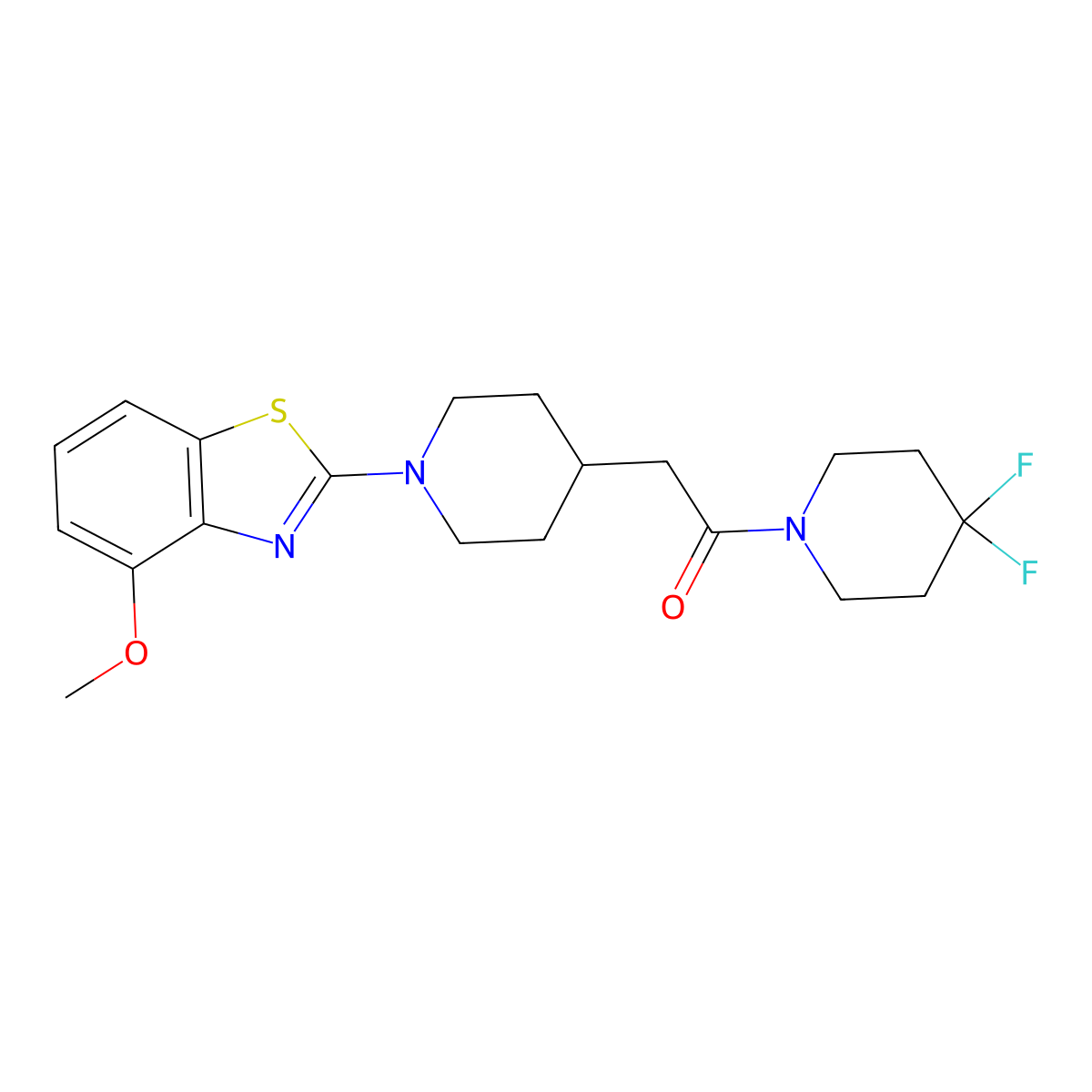 1-(4,4-Difluoropiperidin-1-yl)-2-[1-(4-methoxy-1,3-benzothiazol-2-yl)piperidin-4-yl]ethan-1-one molecular structure, CAS 3054607-11-0