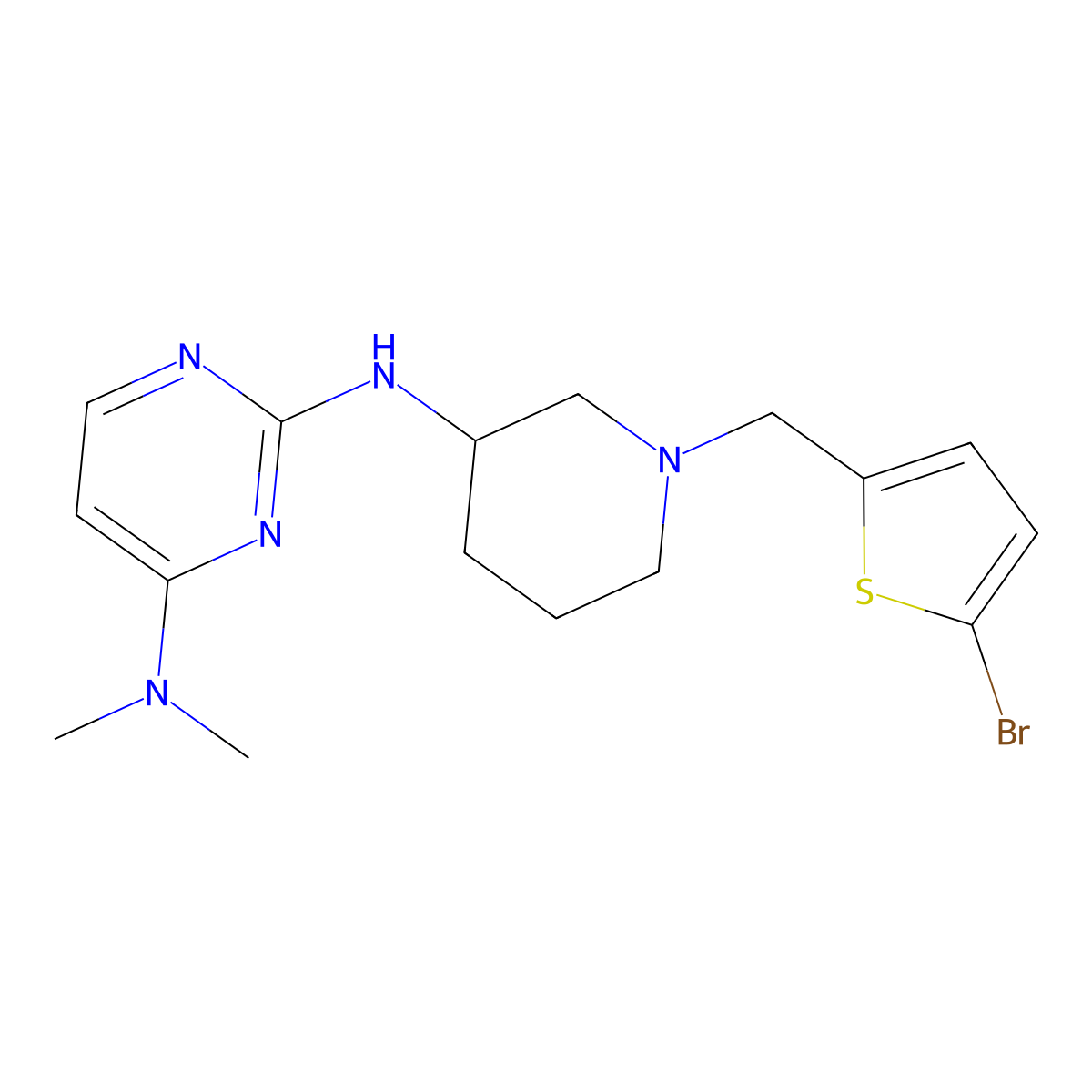 N2-{1-[(5-bromothiophen-2-yl)methyl]piperidin-3-yl}-N4,N4-dimethylpyrimidine-2,4-diamine molecular structure, CAS 3054607-15-4