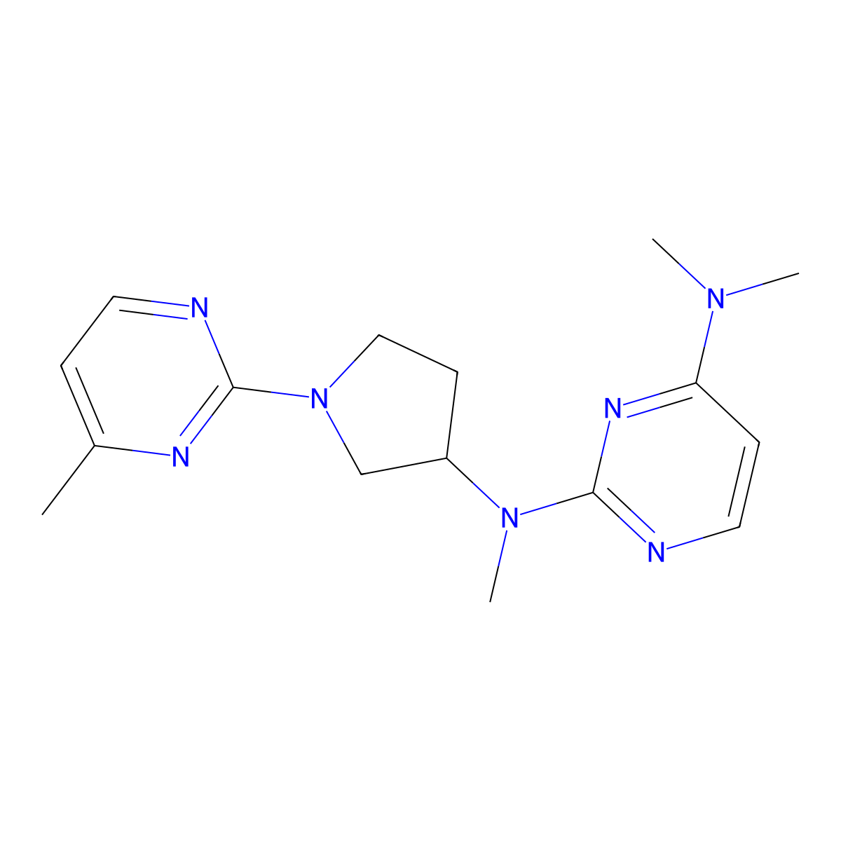 N2,N4,N4-trimethyl-N2-[1-(4-methylpyrimidin-2-yl)pyrrolidin-3-yl]pyrimidine-2,4-diamine molecular structure, CAS 3054607-18-7