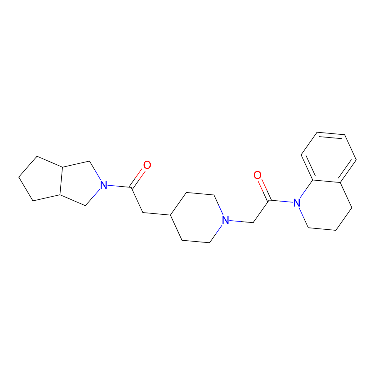 2-[4-(2-{Octahydrocyclopenta[c]pyrrol-2-yl}-2-oxoethyl)piperidin-1-yl]-1-(1,2,3,4-tetrahydroquinolin-1-yl)ethan-1-one molecular structure, CAS 3054607-25-6