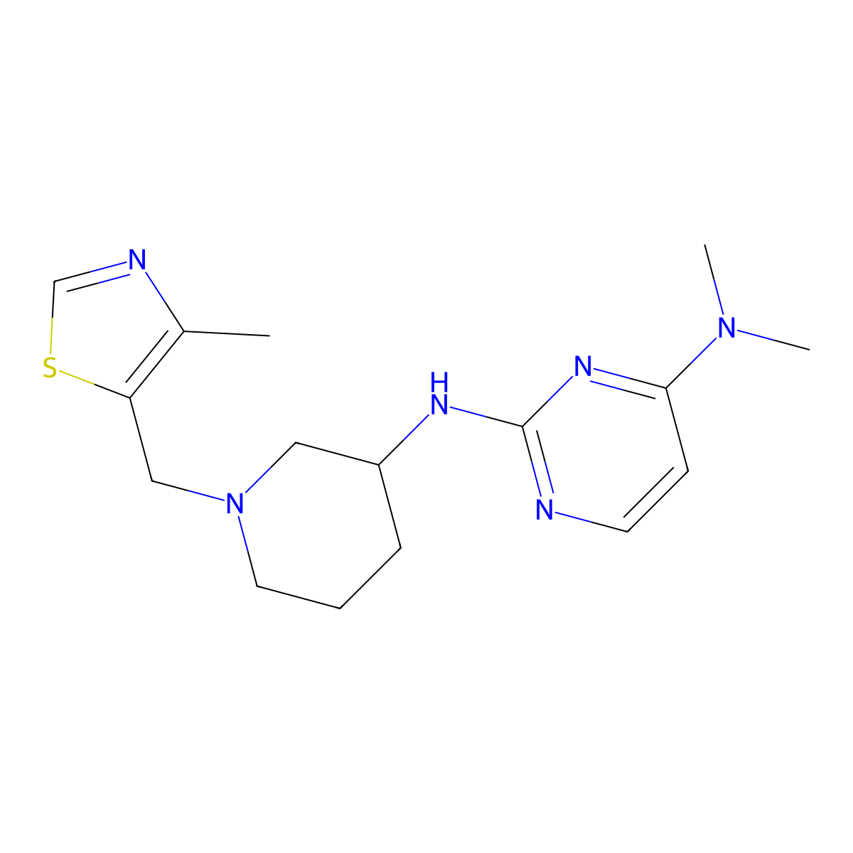 N4,N4-dimethyl-N2-{1-[(4-methyl-1,3-thiazol-5-yl)methyl]piperidin-3-yl}pyrimidine-2,4-diamine molecular structure, CAS 3054607-28-9