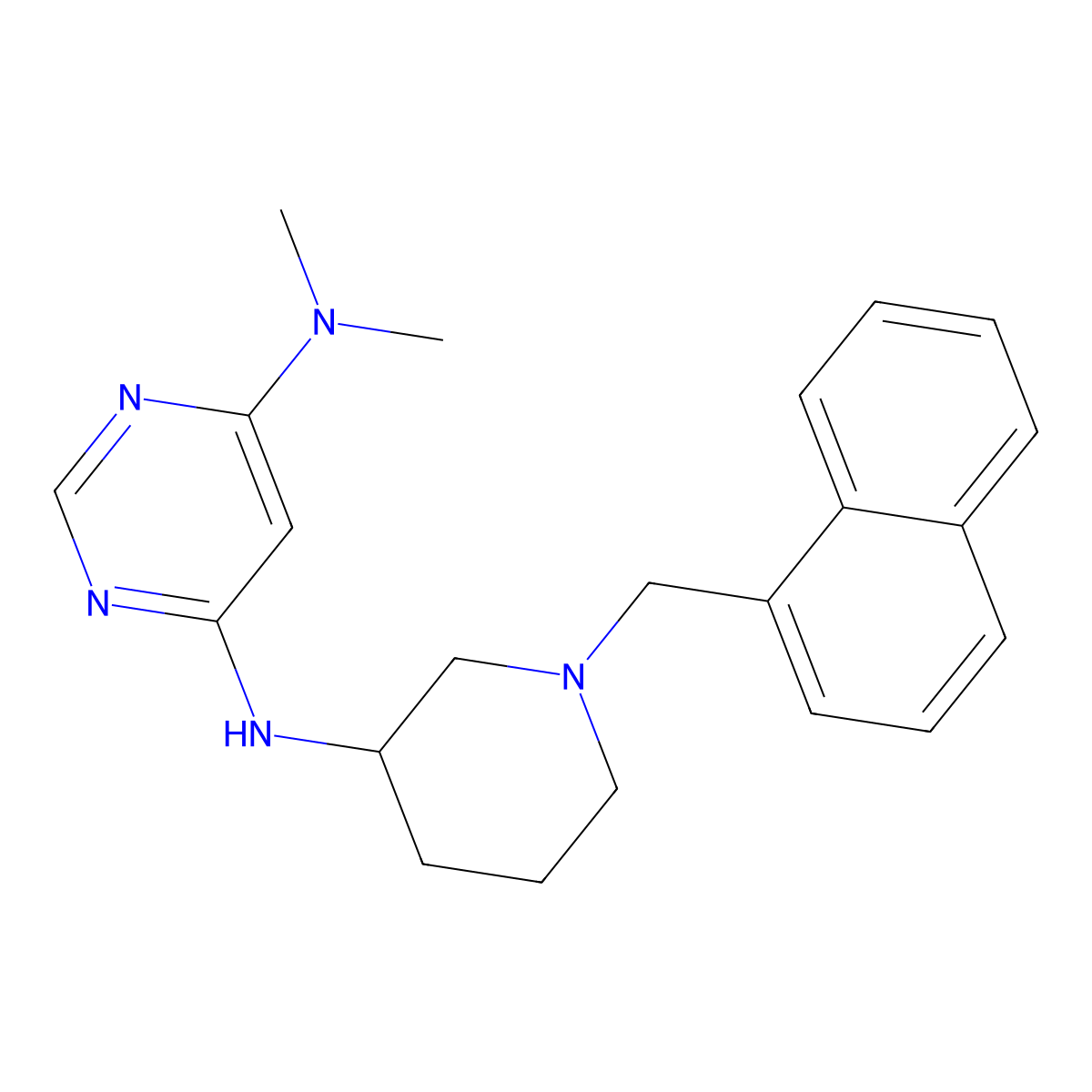 N4,N4-dimethyl-N6-{1-[(naphthalen-1-yl)methyl]piperidin-3-yl}pyrimidine-4,6-diamine molecular structure, CAS 3054607-31-4