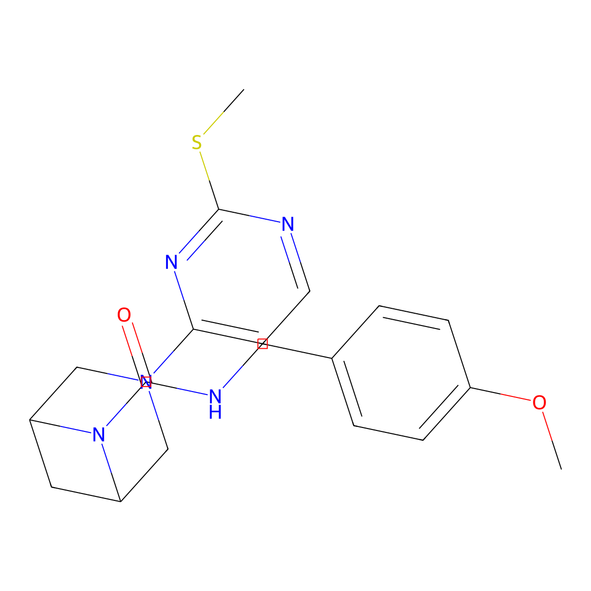 N-[(4-methoxyphenyl)methyl]-3-[2-(methylsulfanyl)pyrimidin-4-yl]-3,6-diazabicyclo[3.1.1]heptane-6-carboxamide molecular structure, CAS 3054607-32-5