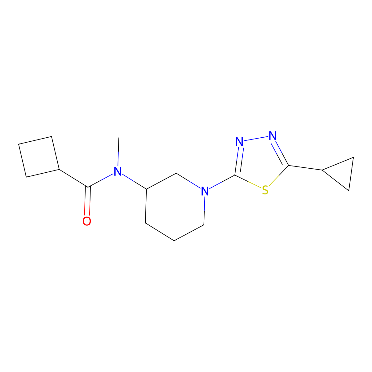 N-[1-(5-cyclopropyl-1,3,4-thiadiazol-2-yl)piperidin-3-yl]-N-methylcyclobutanecarboxamide molecular structure, CAS 3054607-36-9