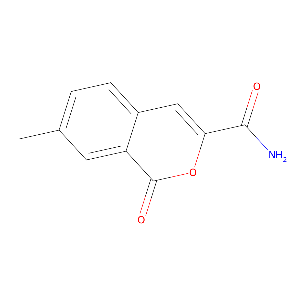 7-methyl-1-oxo-1H-isochromene-3-carboxamide molecular structure, CAS 3054607-37-0