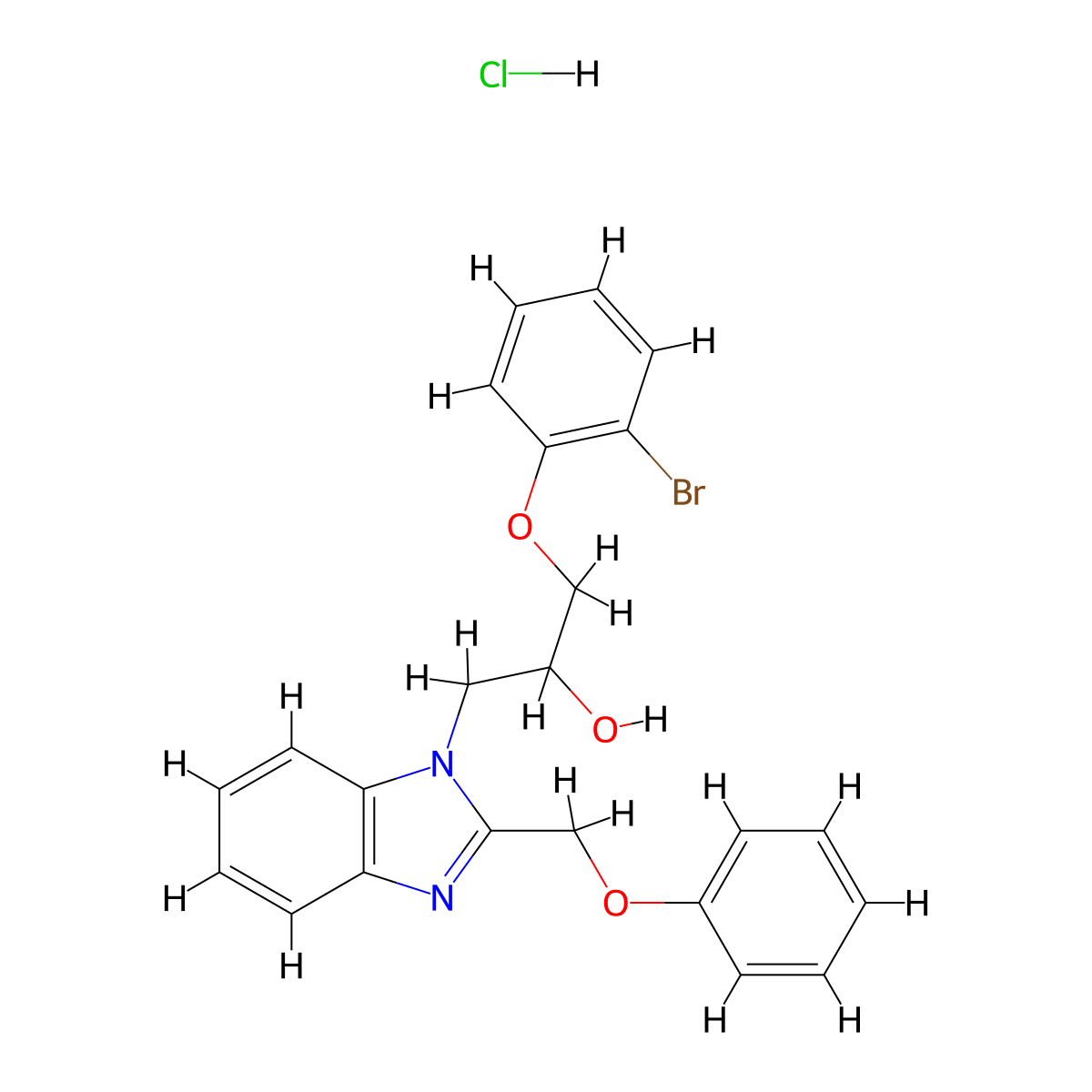 1-(2-bromophenoxy)-3-[2-(phenoxymethyl)-1H-1,3-benzodiazol-1-yl]propan-2-ol hydrochloride molecular structure, CAS 3054607-39-2