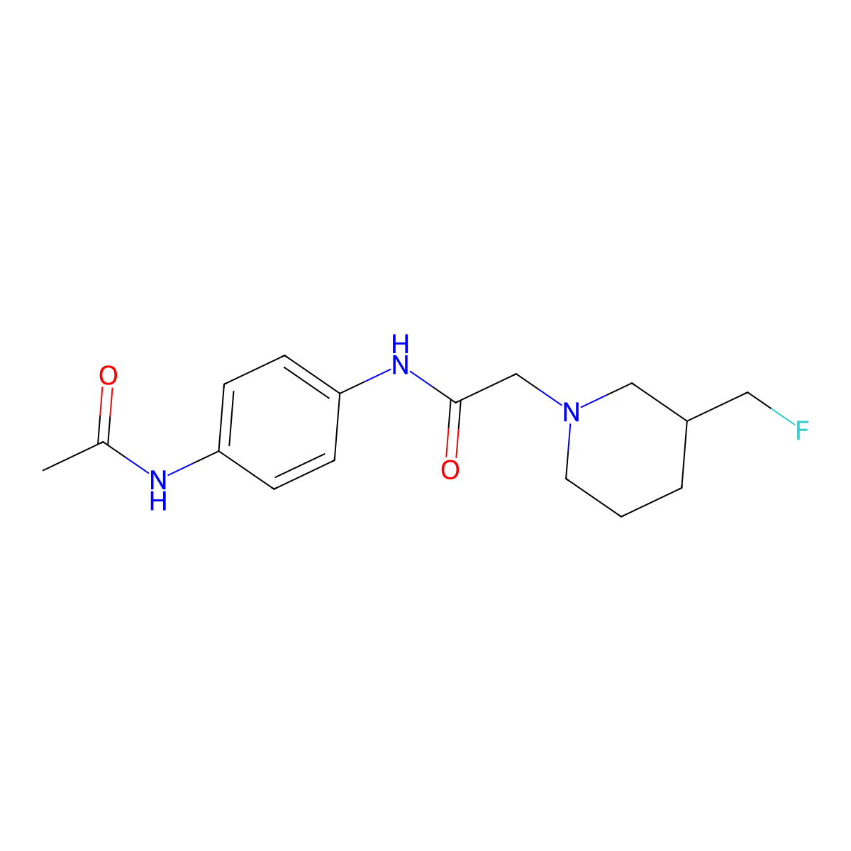 N-(4-acetamidophenyl)-2-[3-(fluoromethyl)piperidin-1-yl]acetamide molecular structure, CAS 3054607-49-4