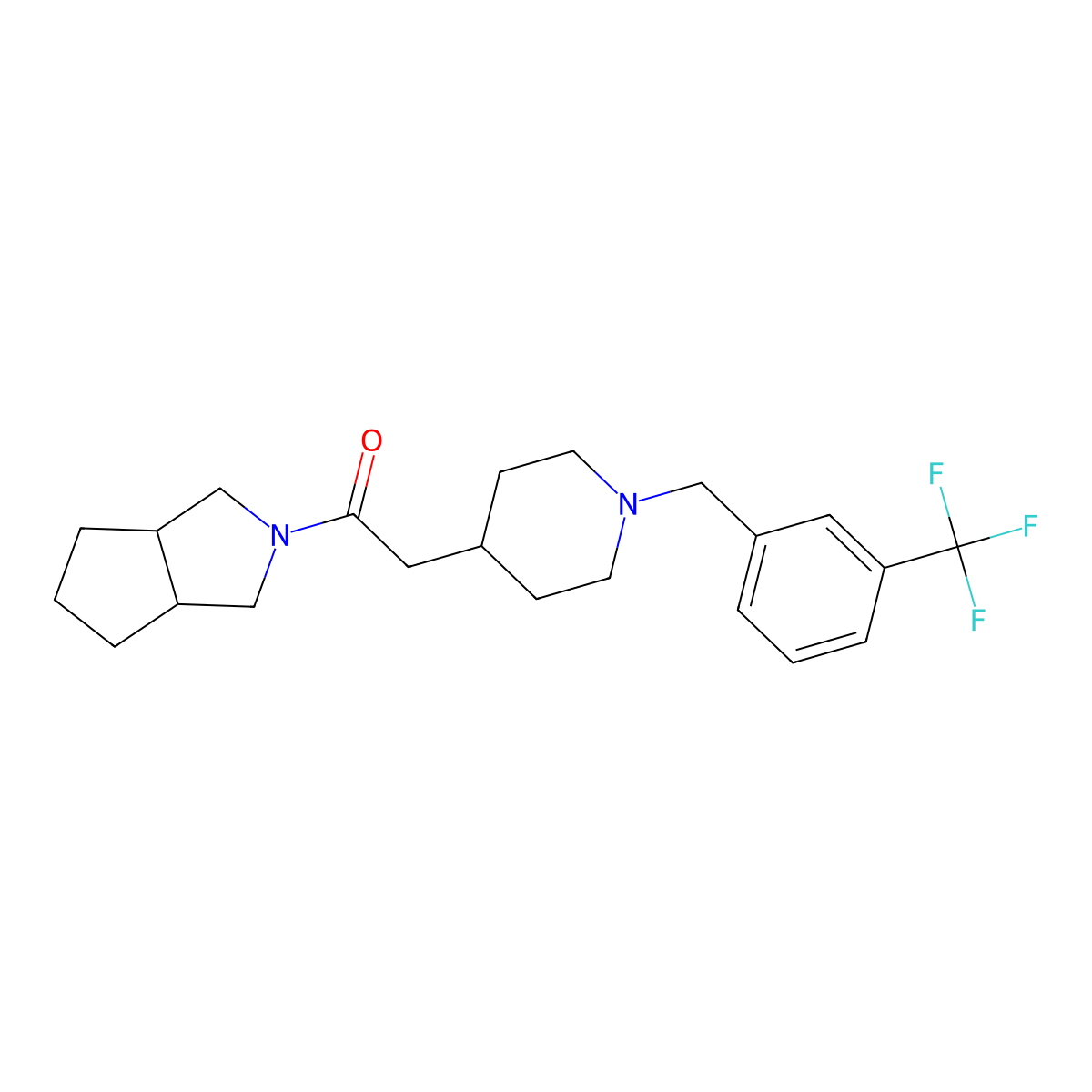 1-{Octahydrocyclopenta[c]pyrrol-2-yl}-2-(1-{[3-(trifluoromethyl)phenyl]methyl}piperidin-4-yl)ethan-1-one molecular structure, CAS 3054607-52-9