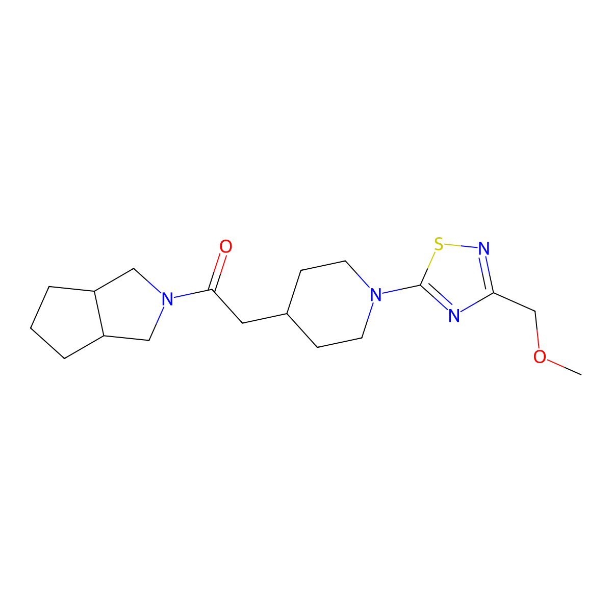 2-{1-[3-(Methoxymethyl)-1,2,4-thiadiazol-5-yl]piperidin-4-yl}-1-{octahydrocyclopenta[c]pyrrol-2-yl}ethan-1-one molecular structure, CAS 3054607-53-0