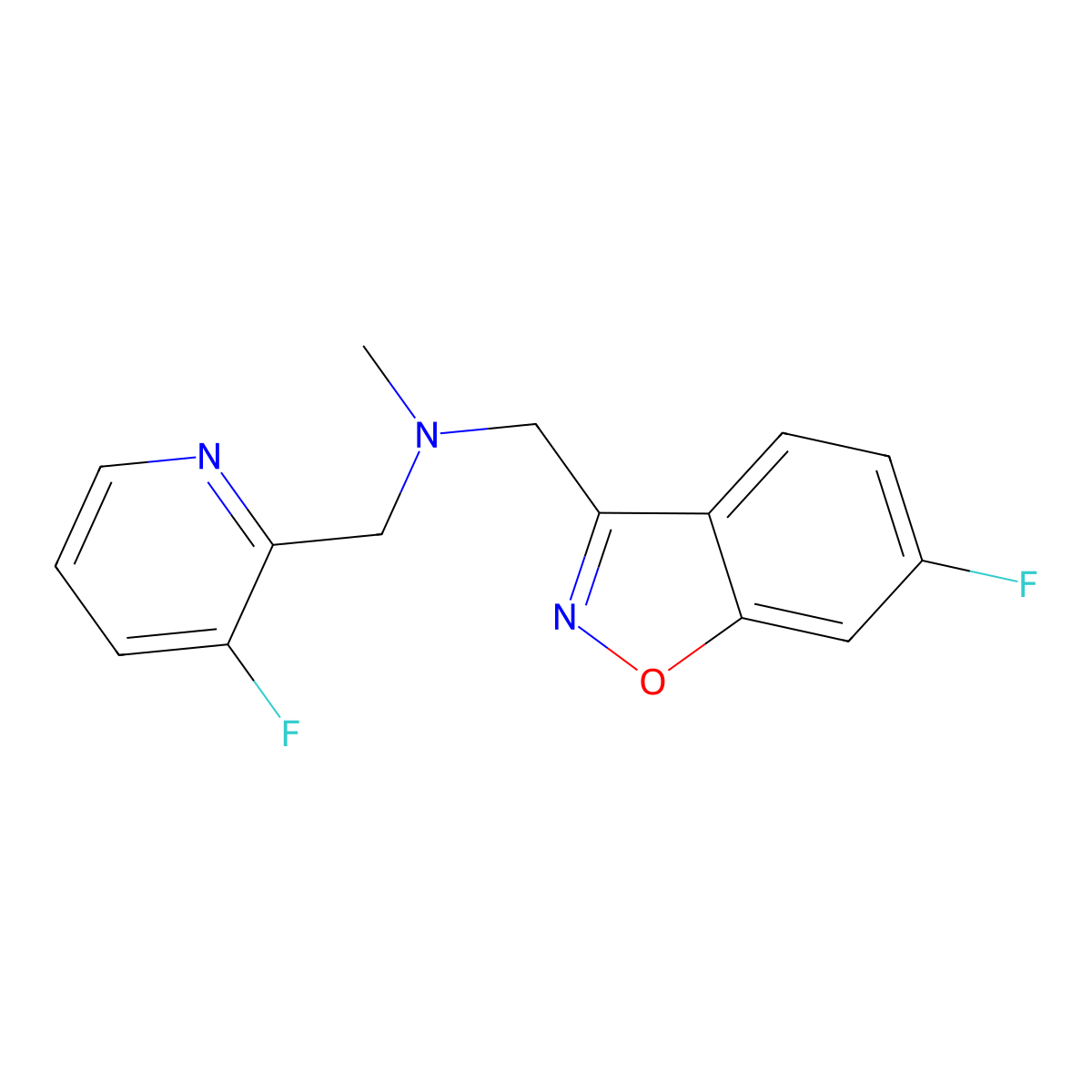[(6-Fluoro-1,2-benzoxazol-3-yl)methyl][(3-fluoropyridin-2-yl)methyl]methylamine molecular structure, CAS 3054607-55-2