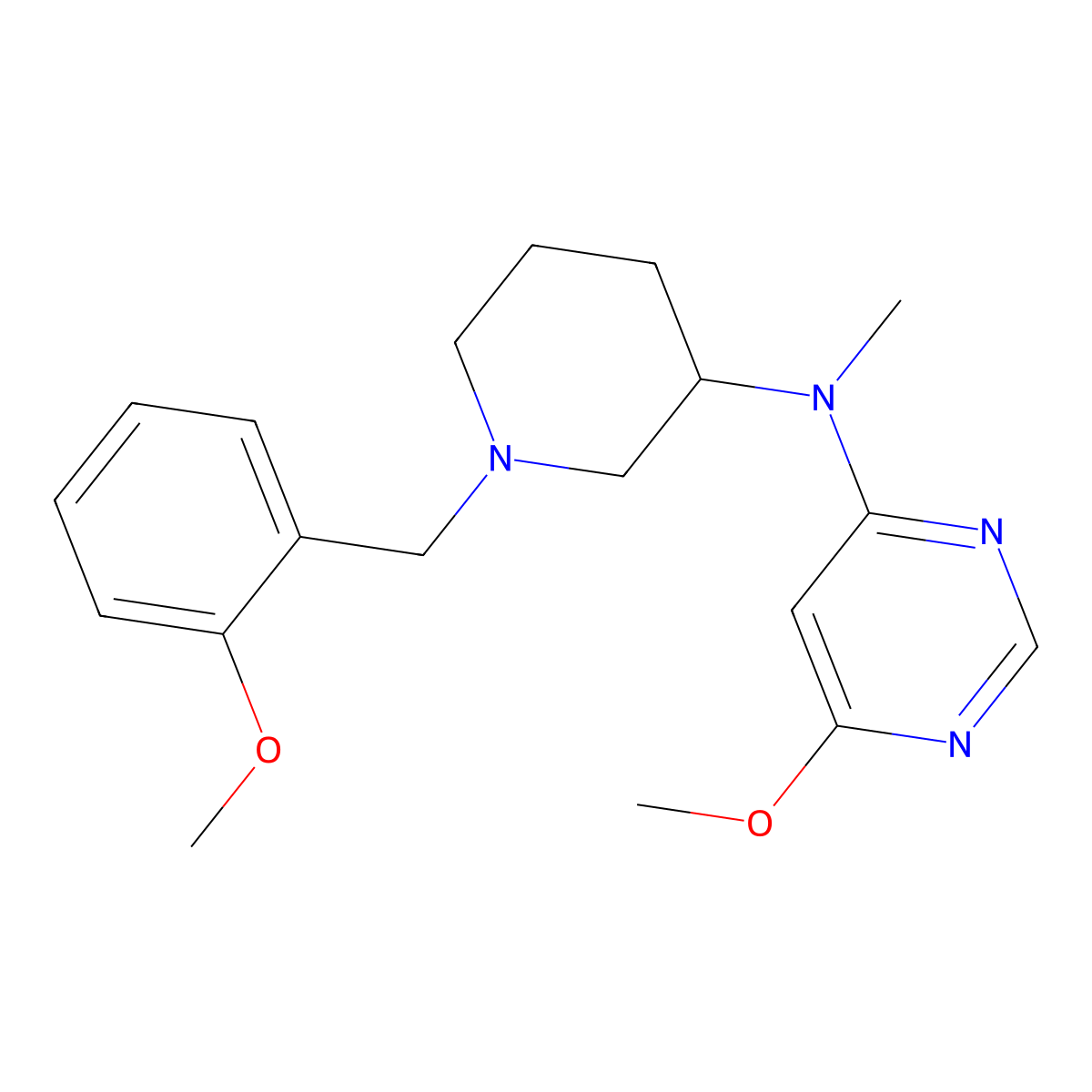 6-methoxy-N-{1-[(2-methoxyphenyl)methyl]piperidin-3-yl}-N-methylpyrimidin-4-amine molecular structure, CAS 3054607-58-5