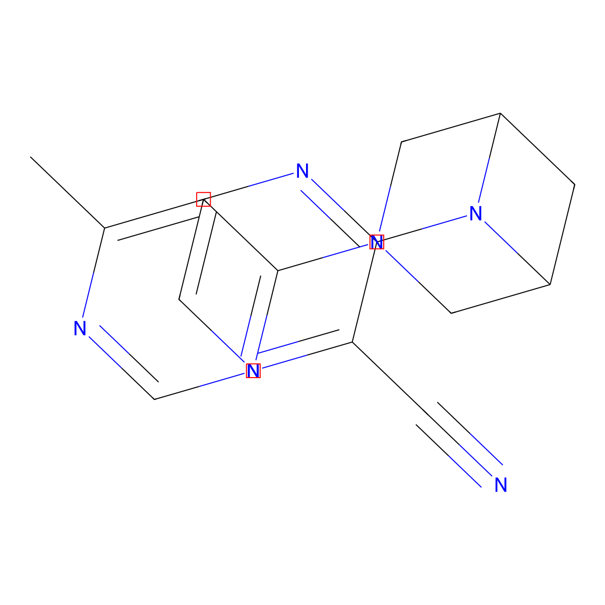 3-[3-(6-Methylpyrimidin-4-yl)-3,6-diazabicyclo[3.1.1]heptan-6-yl]pyrazine-2-carbonitrile molecular structure, CAS 3054607-60-9