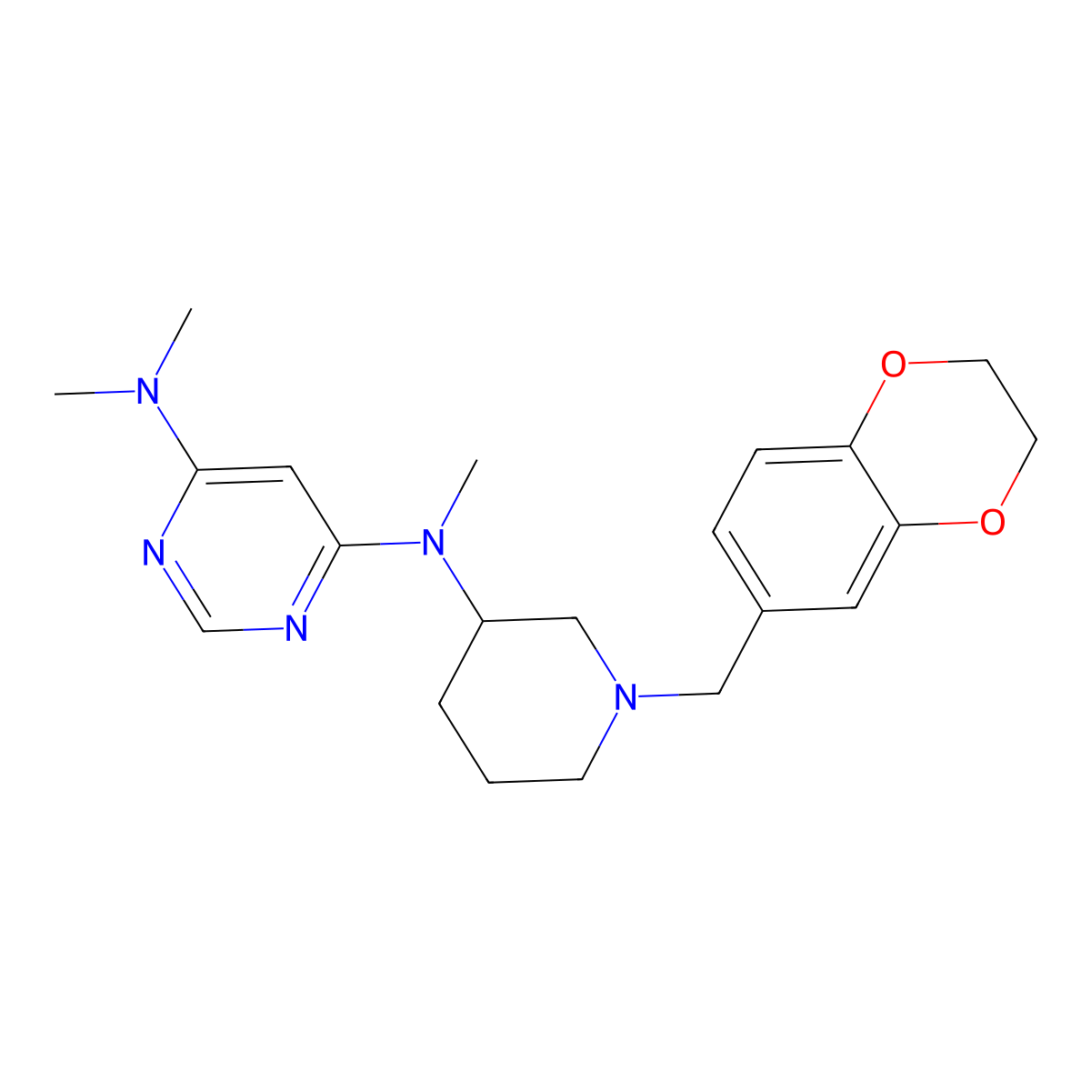 N4-{1-[(2,3-dihydro-1,4-benzodioxin-6-yl)methyl]piperidin-3-yl}-N4,N6,N6-trimethylpyrimidine-4,6-diamine molecular structure, CAS 3054607-64-3