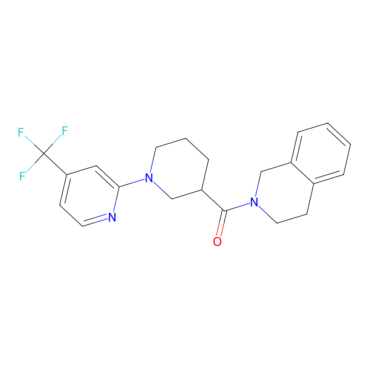 2-{1-[4-(Trifluoromethyl)pyridin-2-yl]piperidine-3-carbonyl}-1,2,3,4-tetrahydroisoquinoline molecular structure, CAS 3054607-70-1