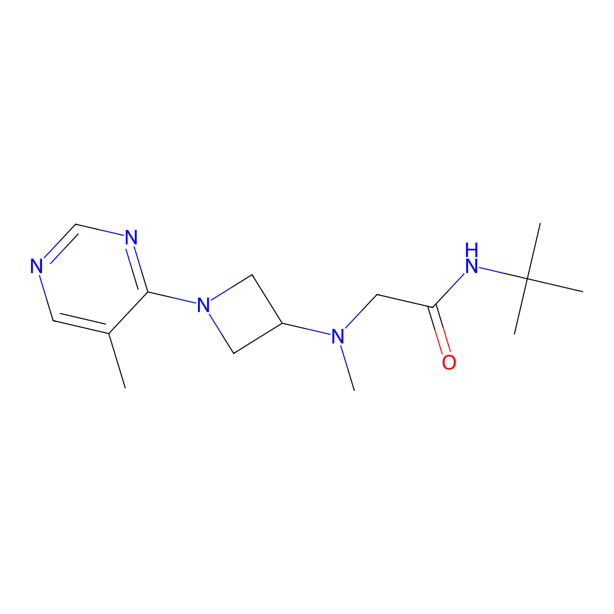 N-tert-butyl-2-{methyl[1-(5-methylpyrimidin-4-yl)azetidin-3-yl]amino}acetamide molecular structure, CAS 3054607-72-3