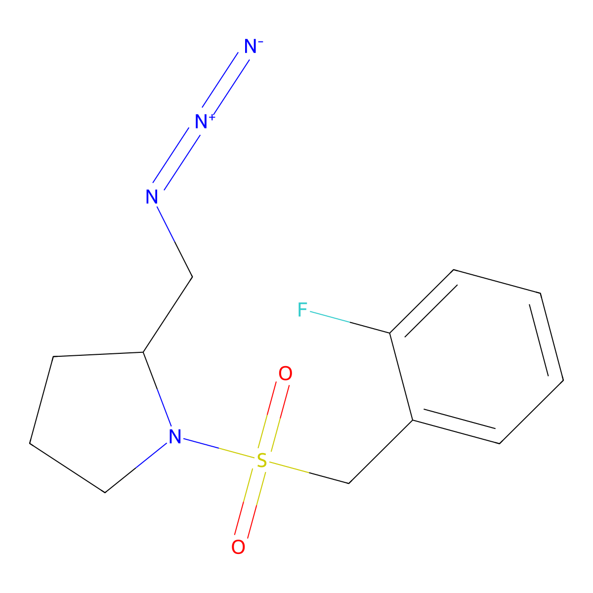 2-(Azidomethyl)-1-[(2-fluorophenyl)methanesulfonyl]pyrrolidine molecular structure, CAS 3054607-73-4