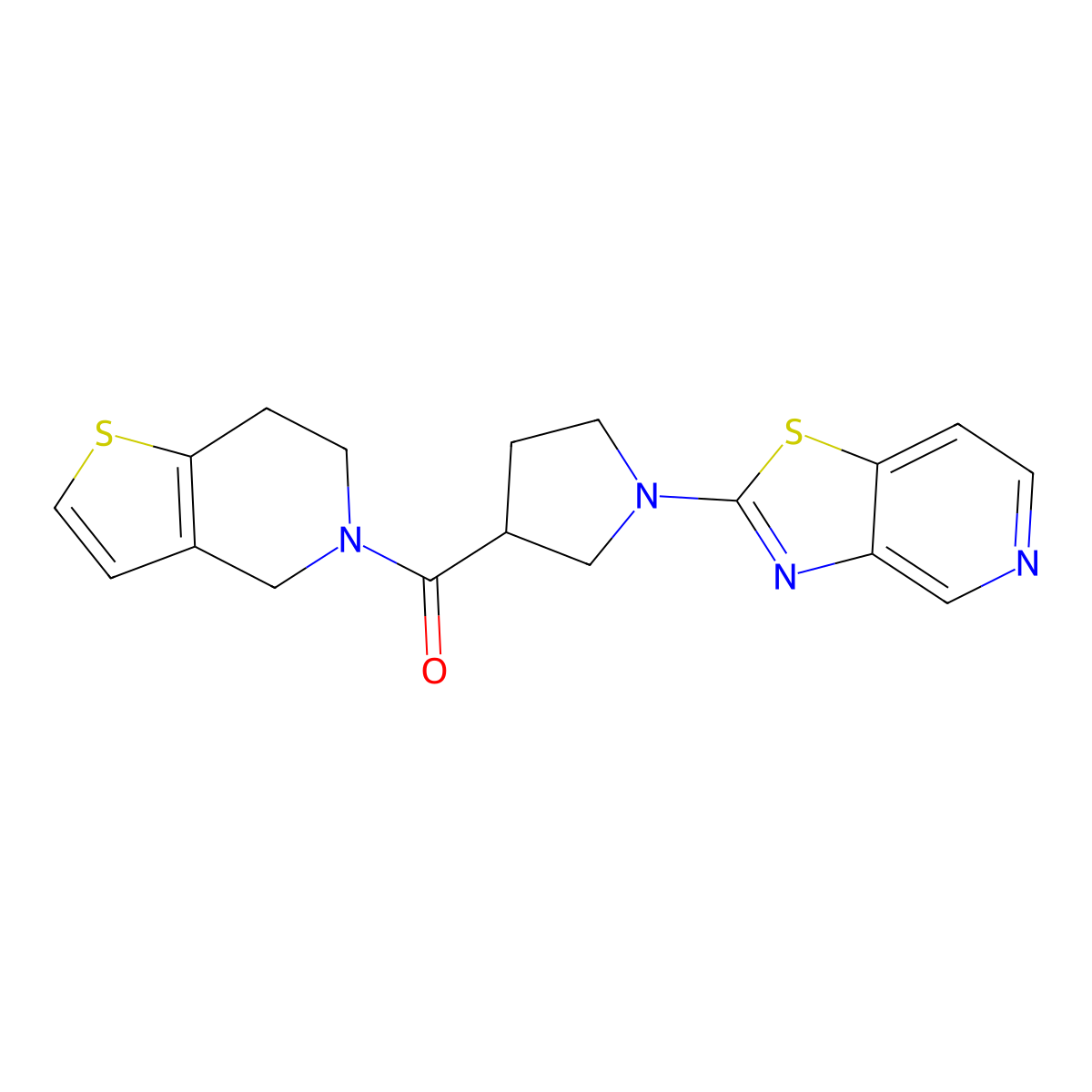1-{[1,3]thiazolo[4,5-c]pyridin-2-yl}-3-{4H,5H,6H,7H-thieno[3,2-c]pyridine-5-carbonyl}pyrrolidine molecular structure, CAS 3054607-80-3
