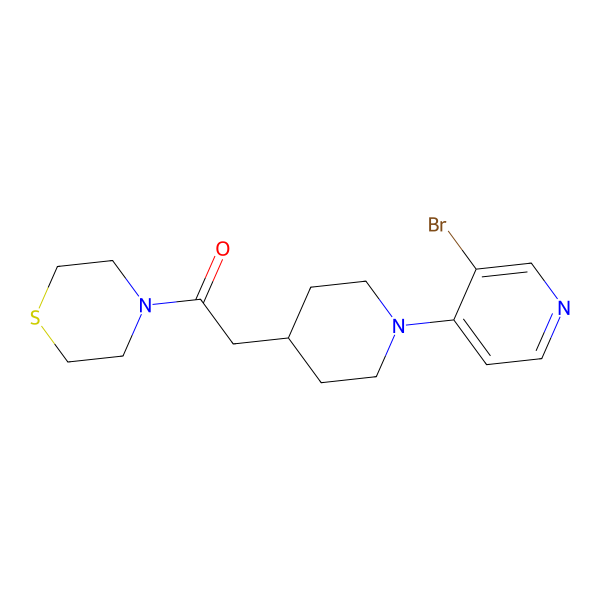 2-[1-(3-Bromopyridin-4-yl)piperidin-4-yl]-1-(thiomorpholin-4-yl)ethan-1-one molecular structure, CAS 3054607-90-5