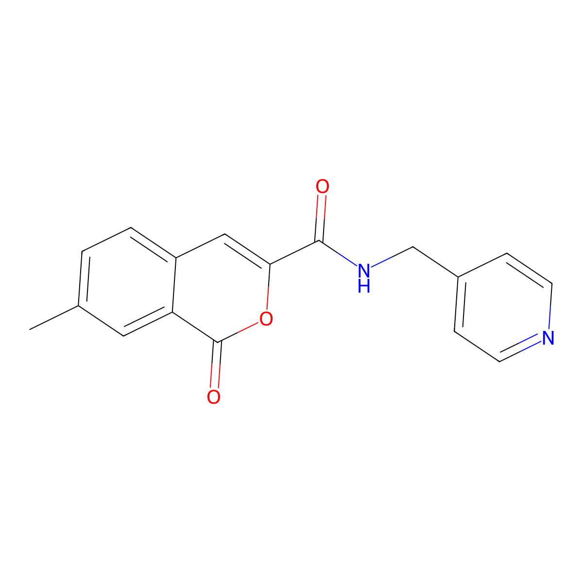 7-methyl-1-oxo-N-[(pyridin-4-yl)methyl]-1H-isochromene-3-carboxamide molecular structure, CAS 3054607-93-8