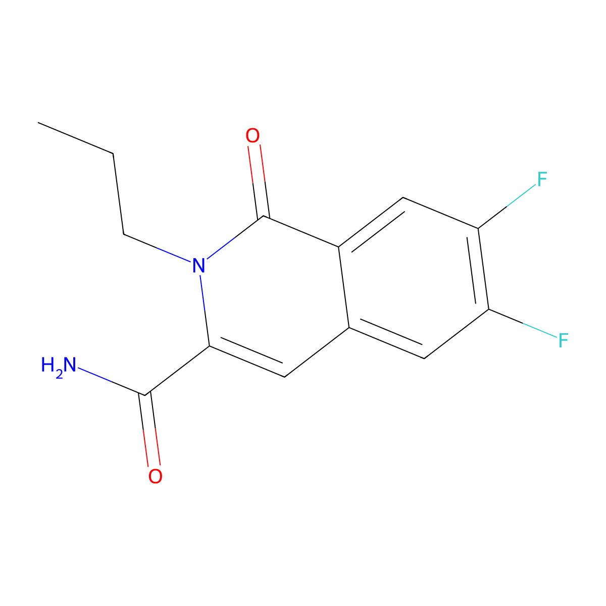 6,7-Difluoro-1-oxo-2-propyl-1,2-dihydroisoquinoline-3-carboxamide molecular structure, CAS 3054607-94-9